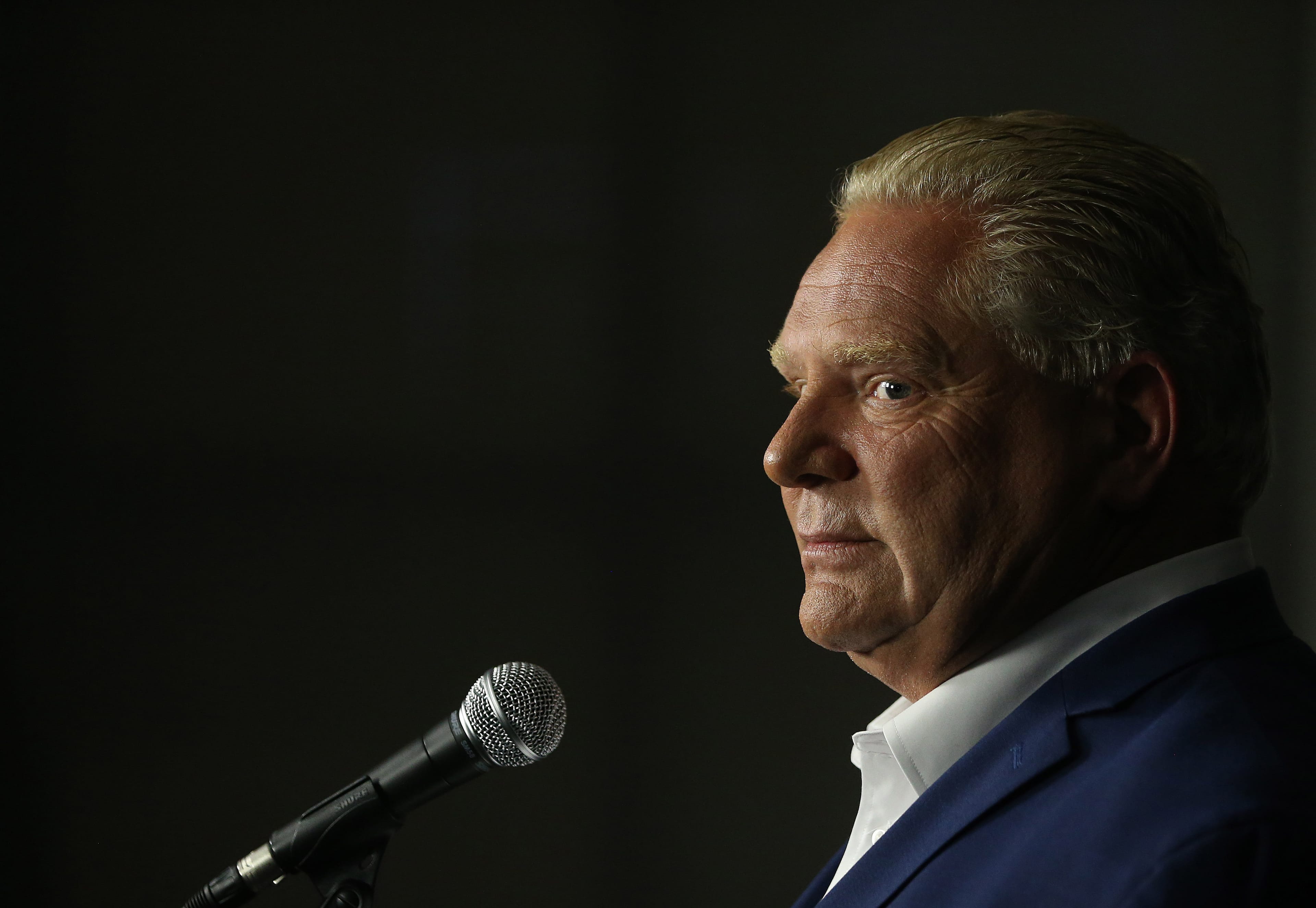 PC Leader Doug Ford takes questions in a post-debate scrum. (Steve Russell/Toronto Star via Getty Images)