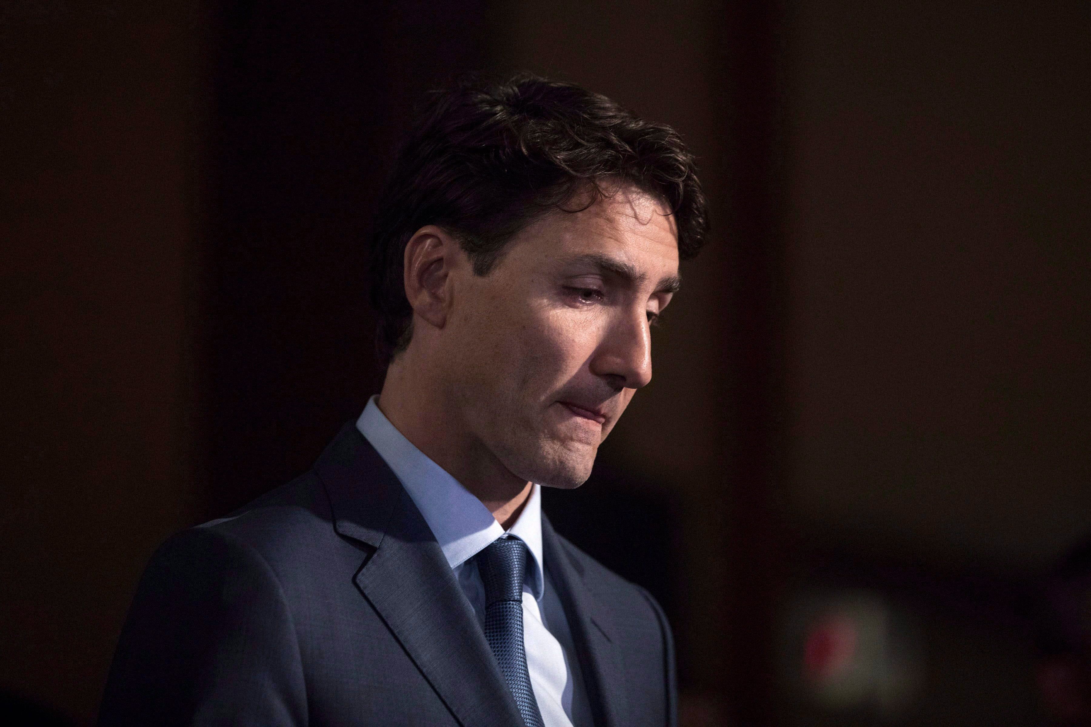 Prime Minister Justin Trudeau faces questions from reporters following his meeting with Ontario Premier Doug Ford at the Ontario Legislature, in Toronto on Thursday, July 5, 2018. THE CANADIAN PRESS/Chris Young