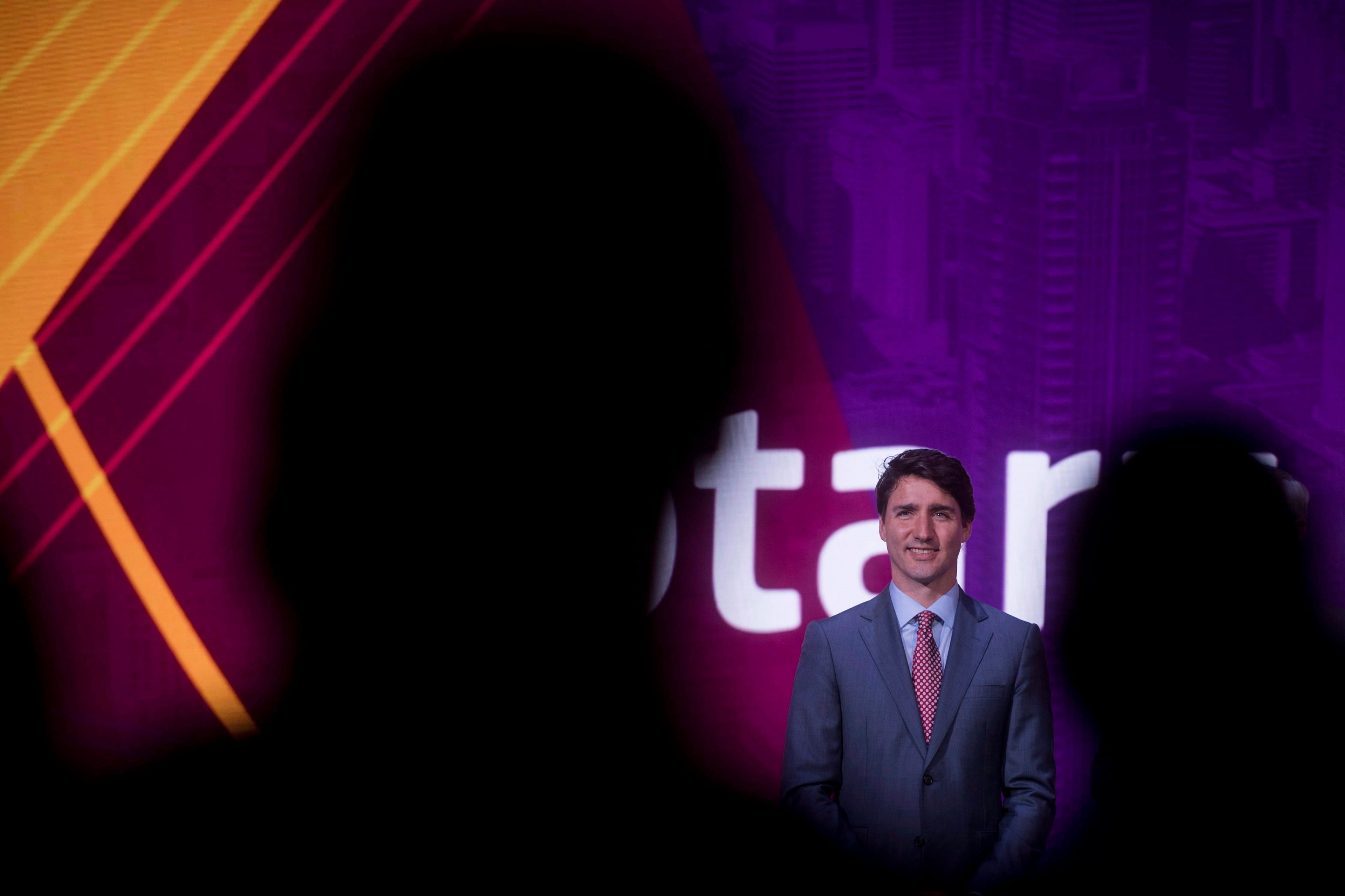 Prime Minster Justin Trudeau delivers remarks during the 2018 Rotary International Convention at the Air Canada Centre in Toronto on Wednesday, June 27, 2018. THE CANADIAN PRESS/ Tijana Martin