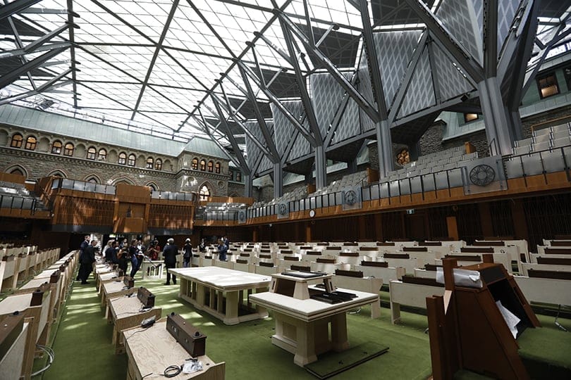 The West Block, under construction since 2011, now features a glassed-in courtyard for the House of Commons - a hopeful architectural metaphor (Photograph by Blair Gable)
