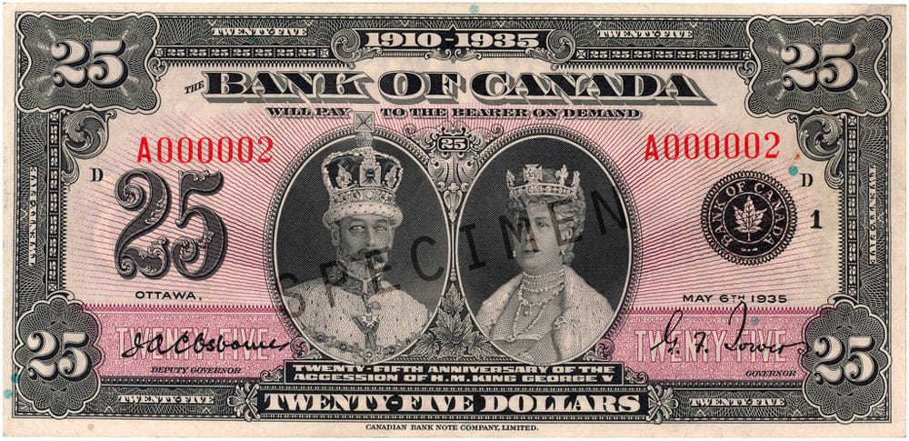 The front of the 1935 commemorative $25 bill.