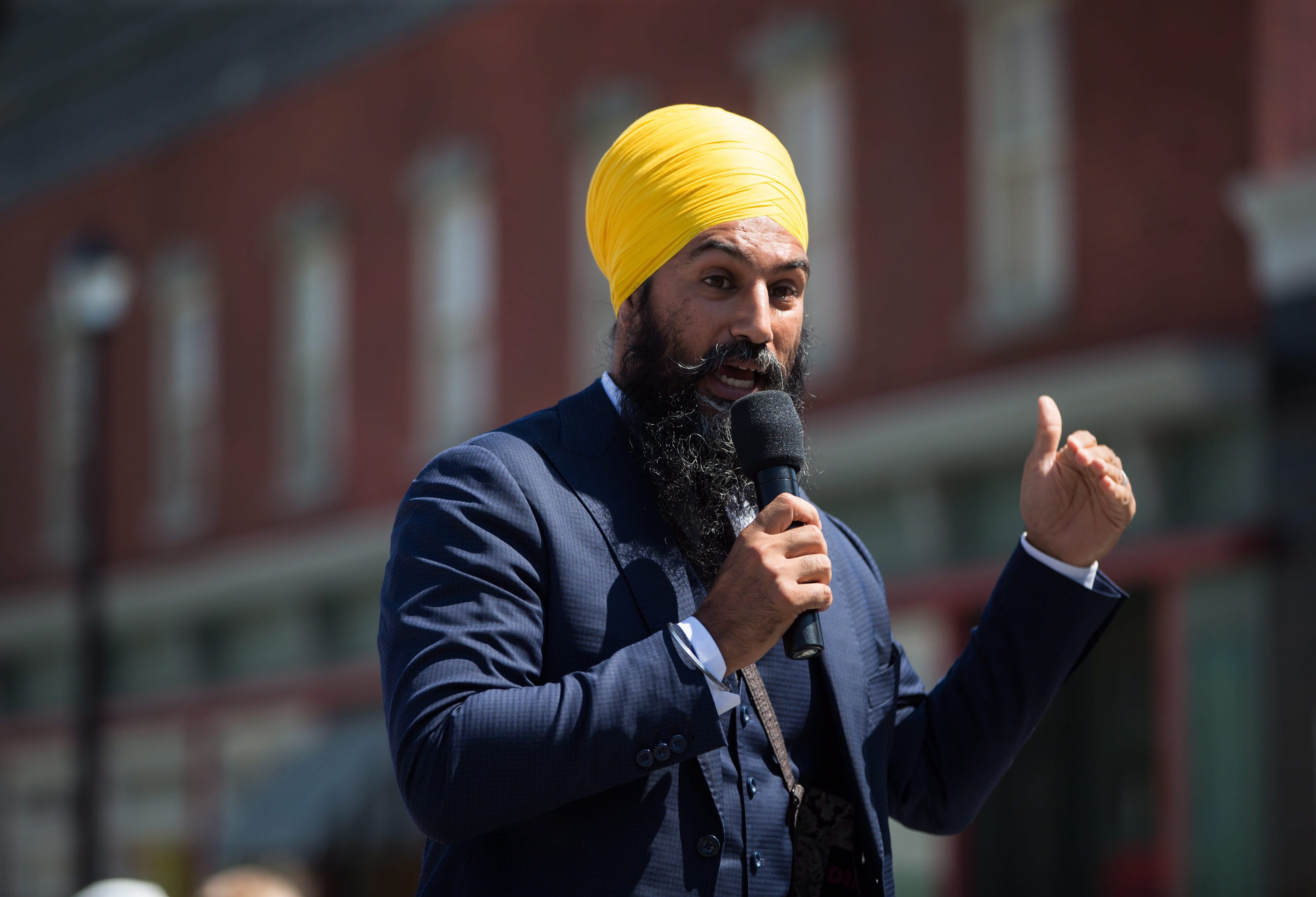 NDP Leader Jagmeet Singh announces he will run in a byelection in Burnaby South, during an event at an outdoor film studio, in Burnaby, B.C., on Wednesday August 8, 2018. THE CANADIAN PRESS/Darryl Dyck
