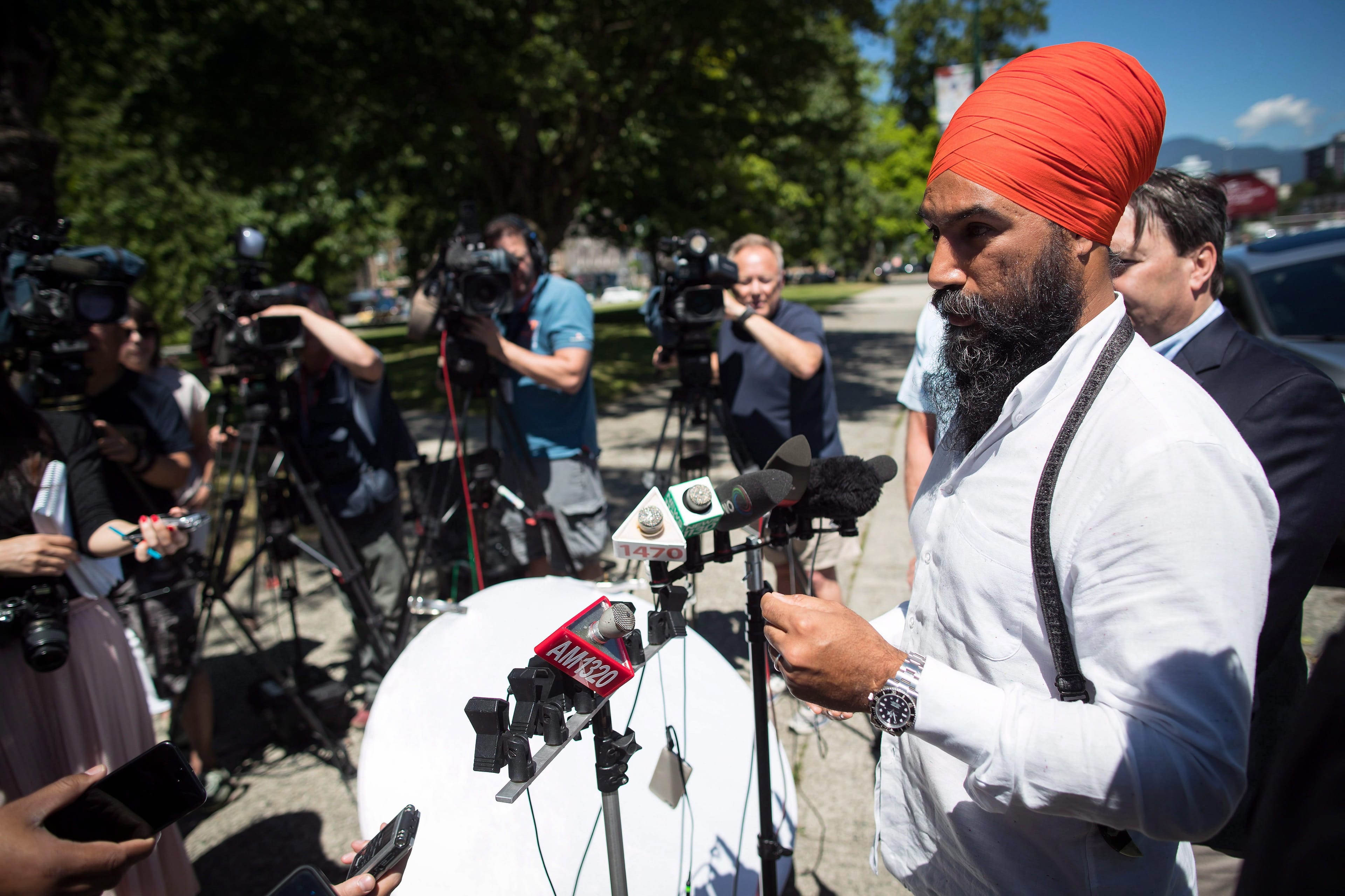NDP Leader Jagmeet Singh speaks at a news conference in Vancouver, on Friday July 13, 2018. (THE CANADIAN PRESS/Darryl Dyck)