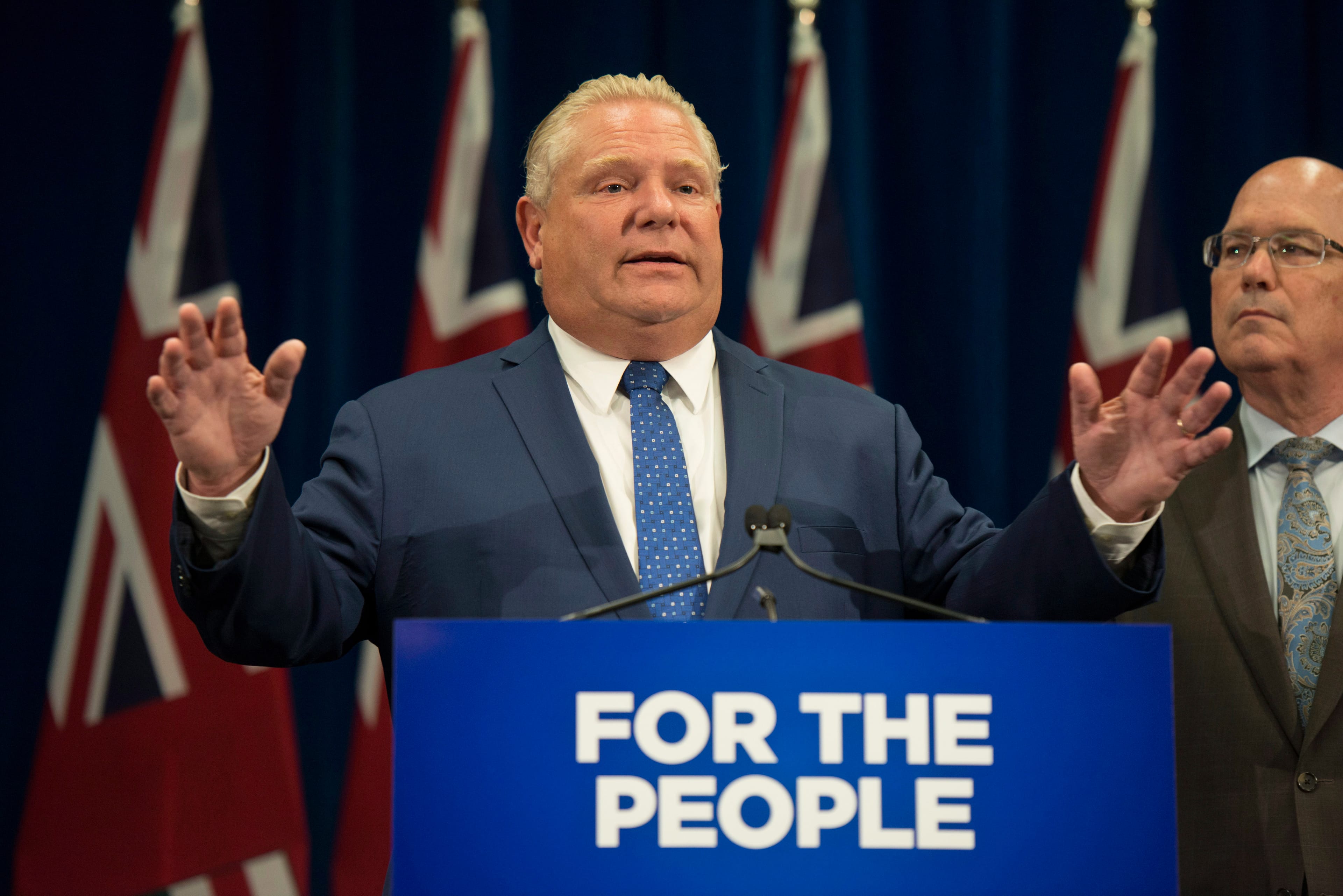 Ford speaks to reporters on Monday about his plan to invoke the notwithstanding clause THE CANADIAN PRESS/Christopher Katsarov.
