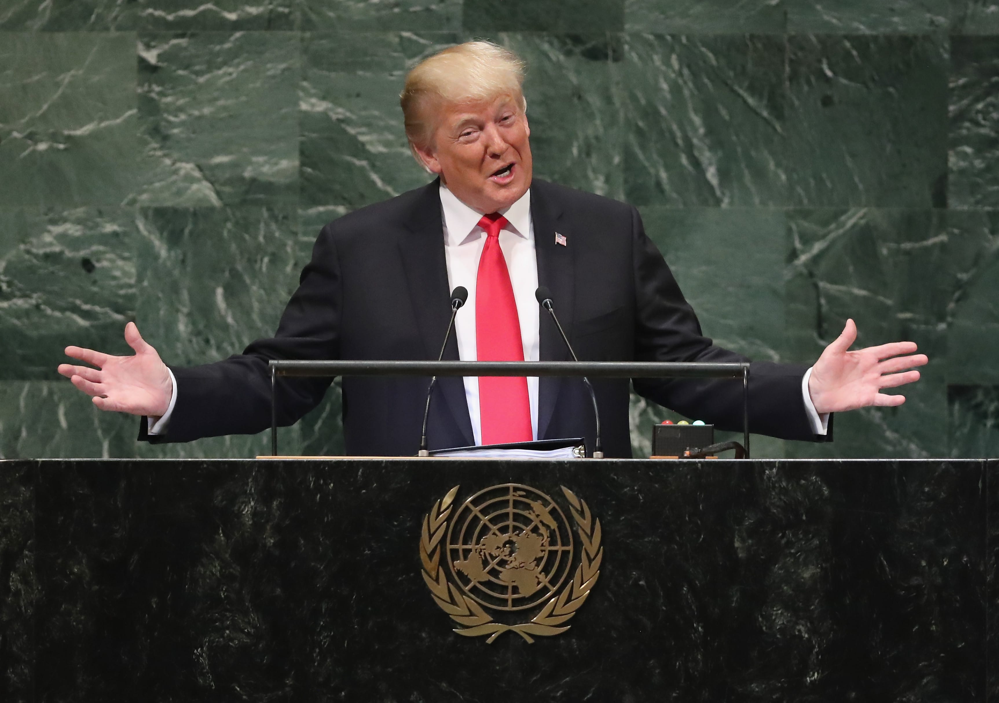 Trump addresses the 73rd session of the United Nations General Assembly (Photo by John Moore/Getty Images)