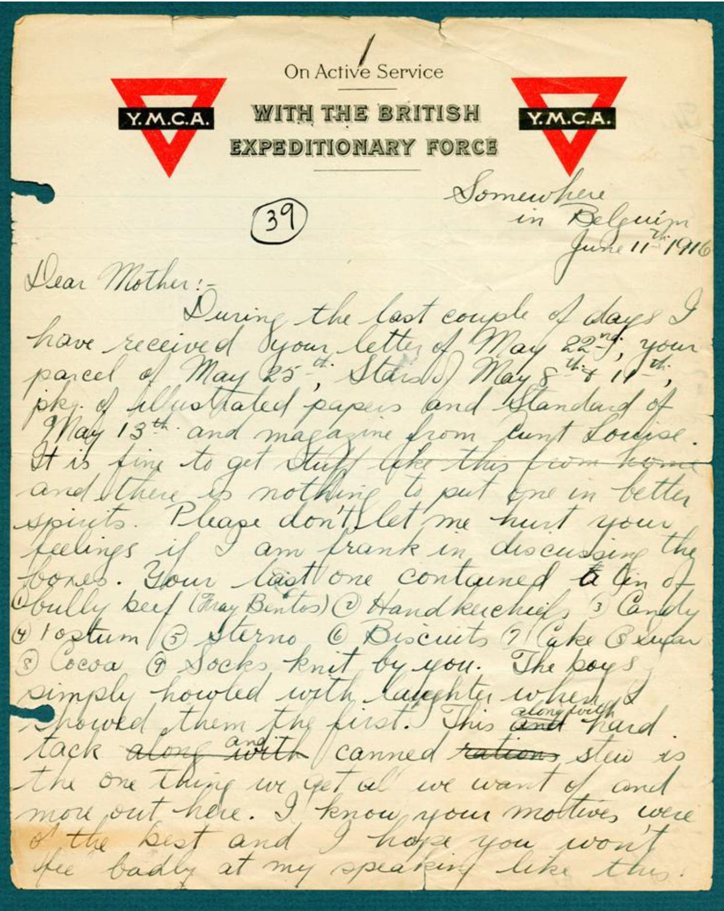 Letter home from Pte. Antliff. (Canadian War Museum)