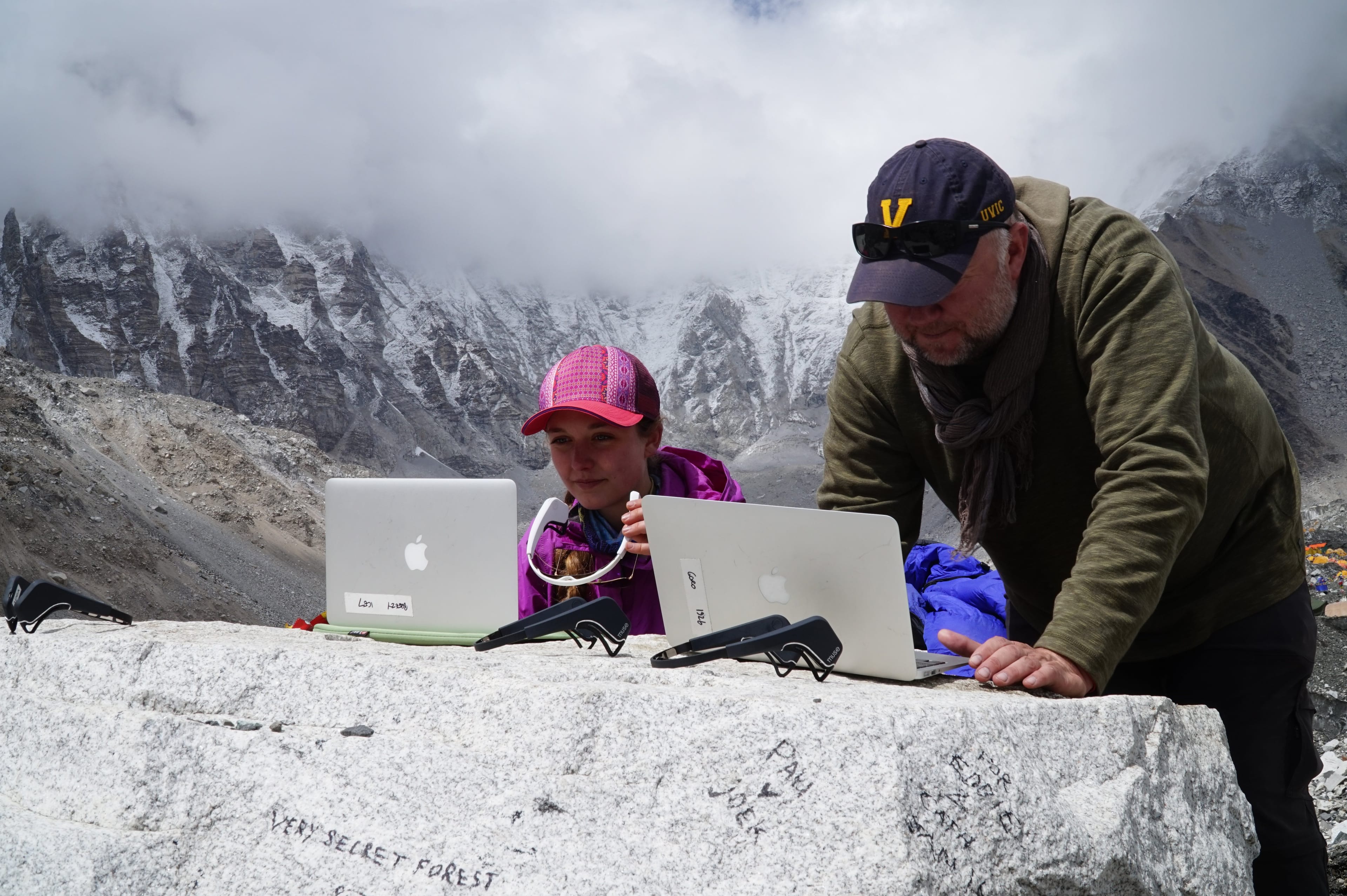 Undergraduate kinesiology student Breezy Beaudry and Prof. Olav Krigolson were part of a multi-university research project that trekked to Everest Base Camp to study the effects of high altitude on cognitive function. (UVic Photo Services)
