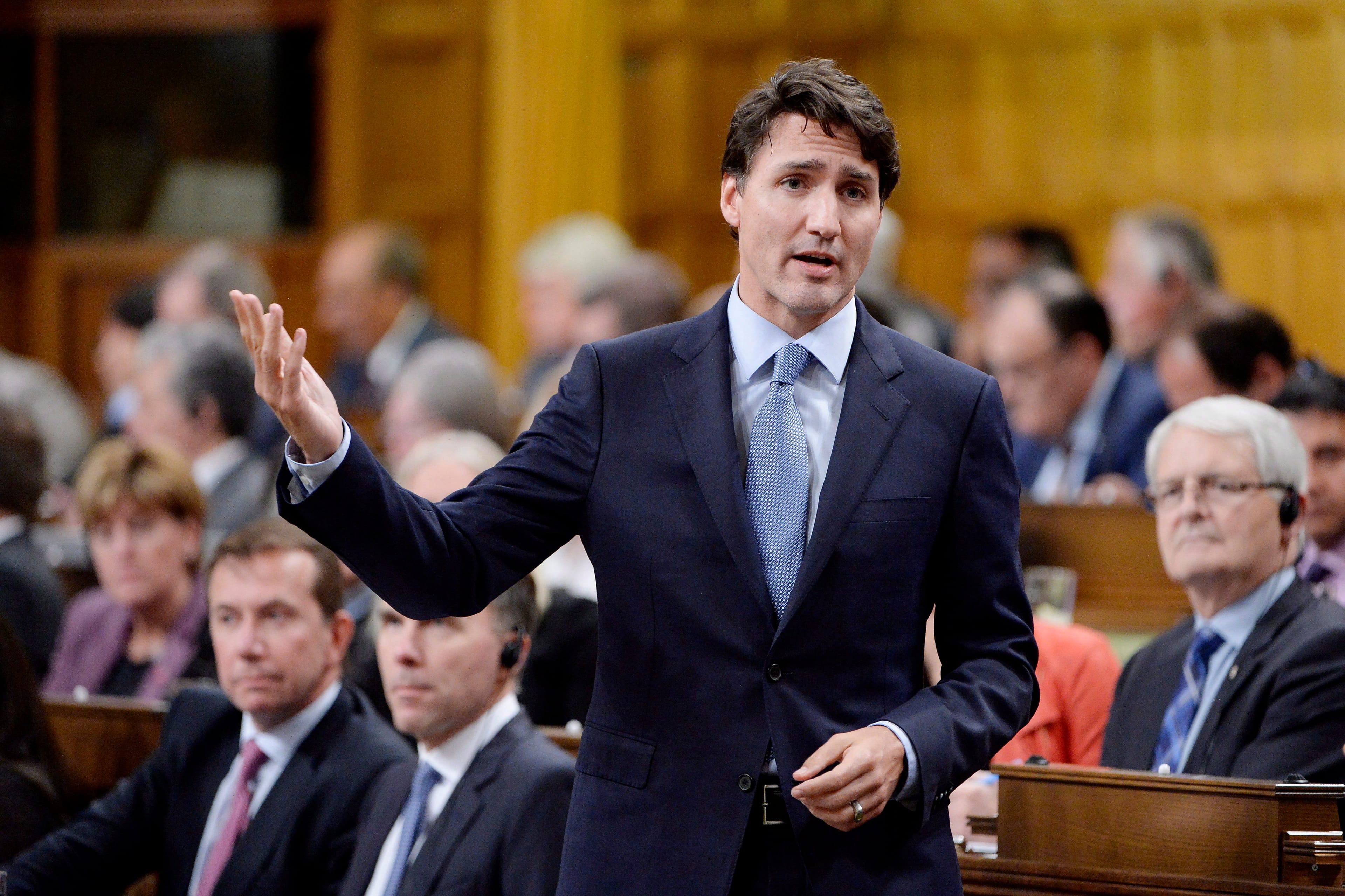 Prime Minister Justin Trudeau speaks during question period in the House of Commons on Parliament Hill, in Ottawa on Tuesday, Oct. 16, 2018. (THE CANADIAN PRESS/Adrian Wyld)
