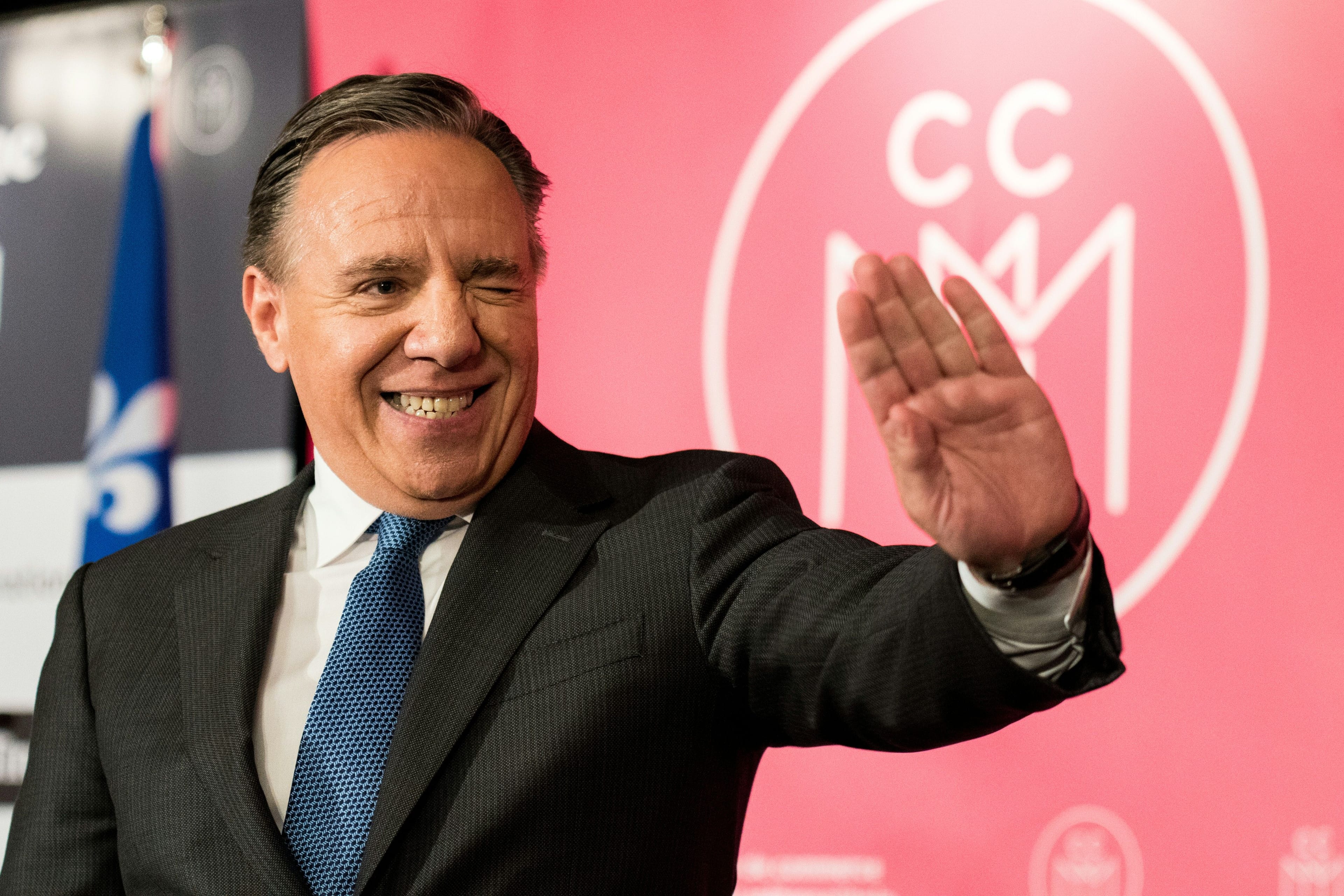 This file photo shows François Legault, CAQ leader, during a conference at Plaza-Centreville in Montreal on September 28, 2018. - François Legault party leader of the Coalition Avenir Québec (CAQ) wins Quebec elections on October 1st, 2018. (Photo by MARTIN OUELLET-DIOTTE / AFP)        (Photo credit should read MARTIN OUELLET-DIOTTE/AFP/Getty Images)