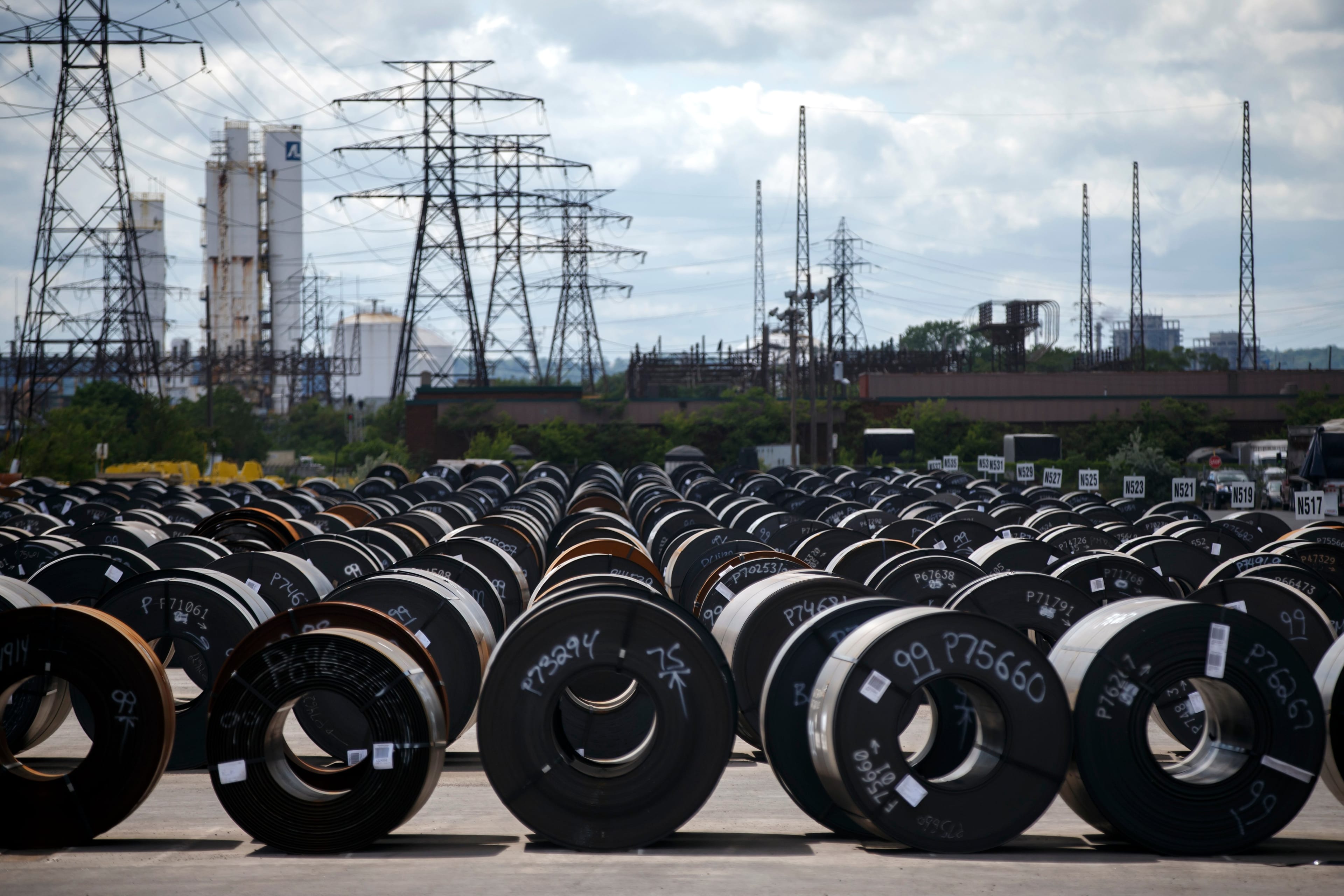 HAMILTON, ON - JUNE 04: Steel coils lay in a yard at ArcelorMittal Dofasco steel plant on June 4, 2018 in Hamilton, Canada. U.S. President Donald Trump recently announced tarriffs on Canadian steel and aluminum imports. Canadian Prime Minister Justin Trudeau quickly condemned the new policy as "insulting". (Photo by Cole Burston/Getty Images)