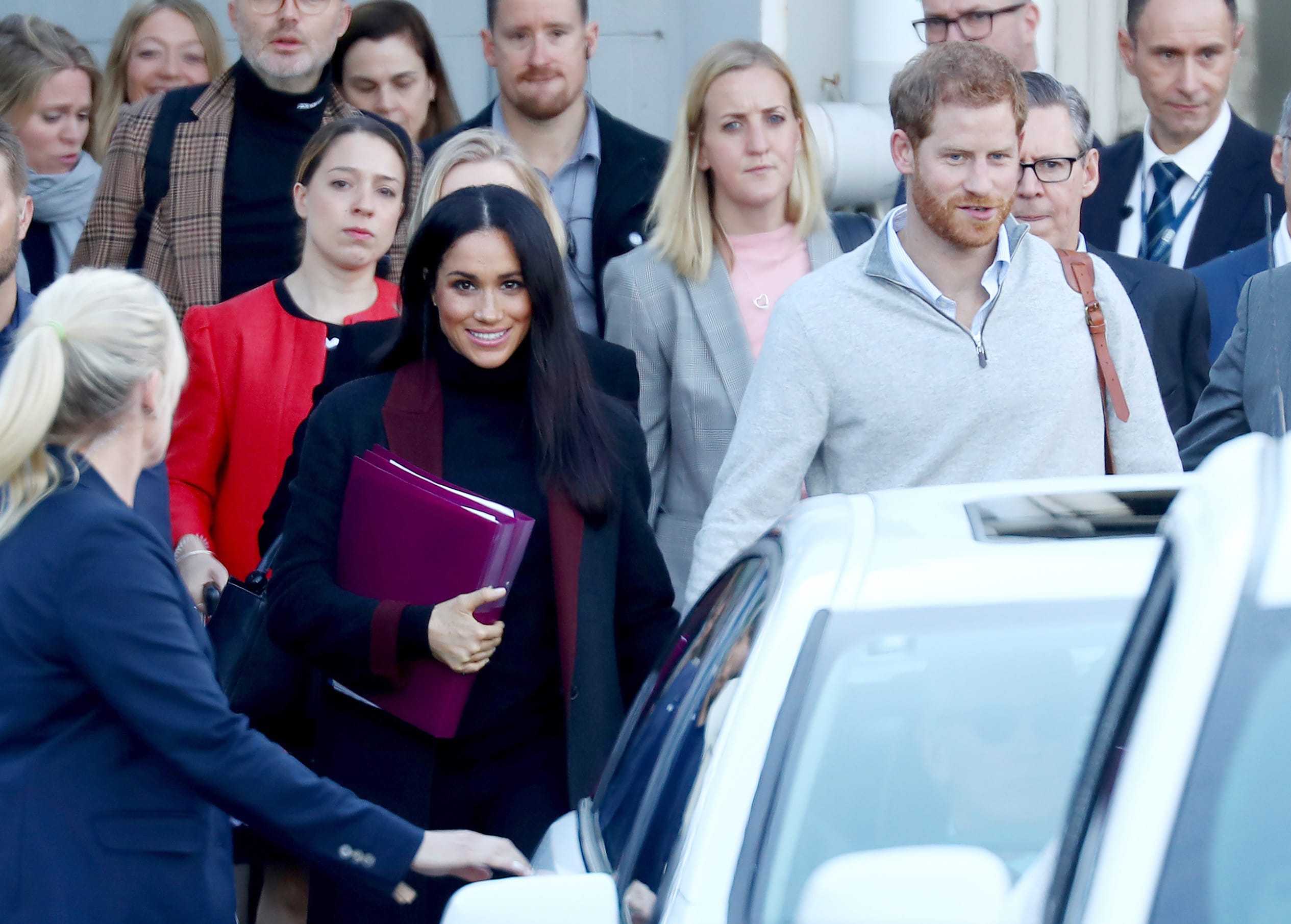 OCTOBER 15, 2018: SYDNEY, NSW - (EUROPE AND AUSTRALASIA OUT) Prince Harry, Duke of Sussex and Meghan, Duchess of Sussex arrive into Sydney International Airport in Sydney, New South Wales. Prince Harry and Meghan Markle are in Sydney ahead of the Invictus Games.  (Photo by Hollie Adams/Newspix/Getty Images)