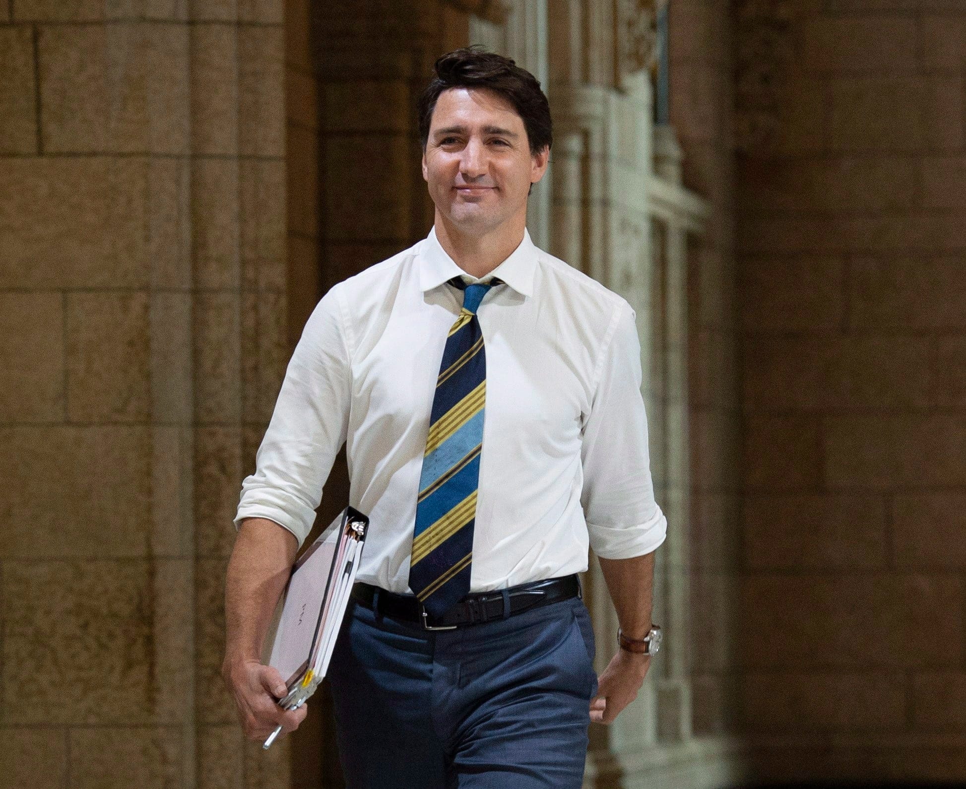 Canadian Prime Minister Justin Trudeau makes his way to caucus on Parliament Hill in Ottawa, Wednesday October 17, 2018. THE CANADIAN PRESS/Adrian Wyld