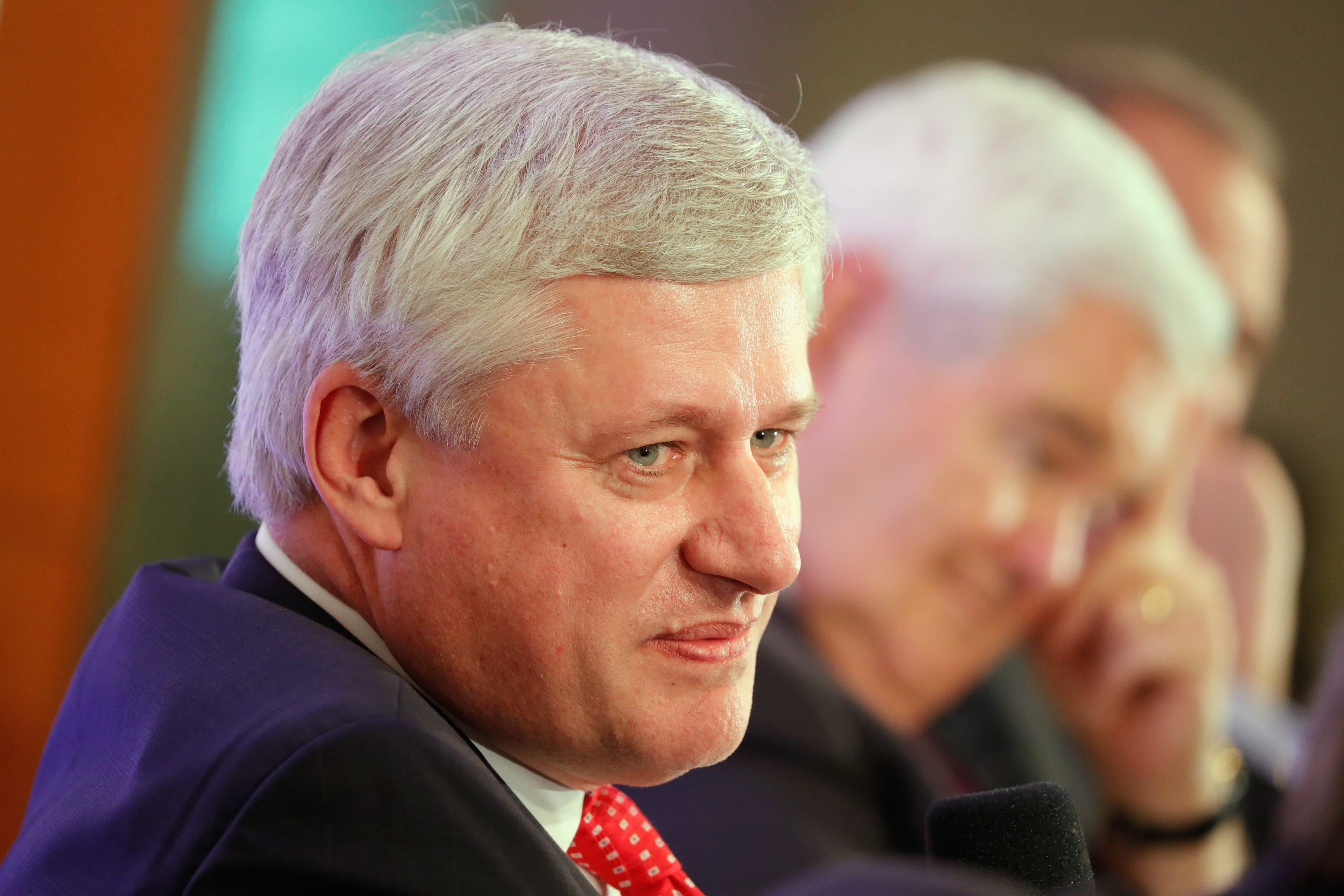 Stephen Harper speaks at Dentons NAFTA 2.0 Summit on Oct. 11, 2017 in Washington, DC. (Paul Morigi/Getty Images for Dentons)