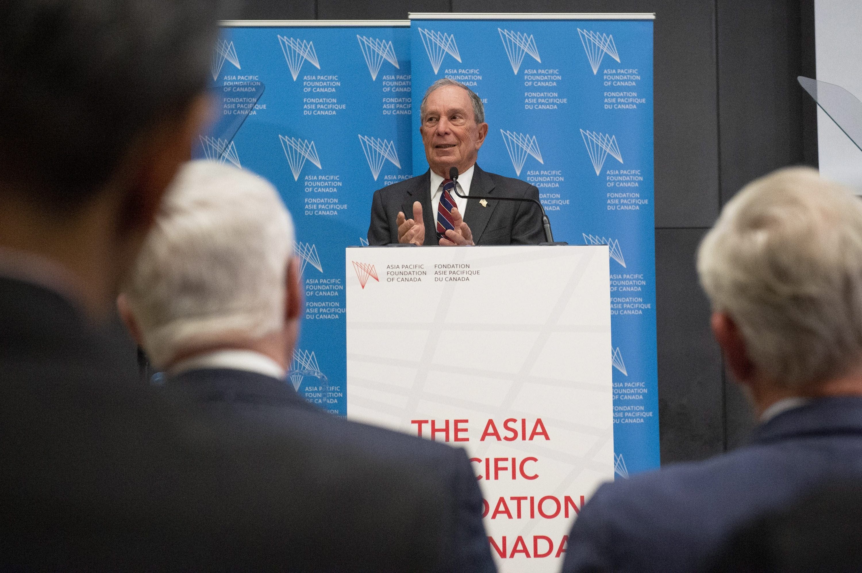 Michael R. Bloomberg addresses a sold-out crowd as the Asia Pacific Foundation of Canada's John H. McArthur Distinguished Fellow in Toronto on Tuesday January 15, 2019.   The Canadian Press Images PHOTO/Asia Pacific Foundation of Canada