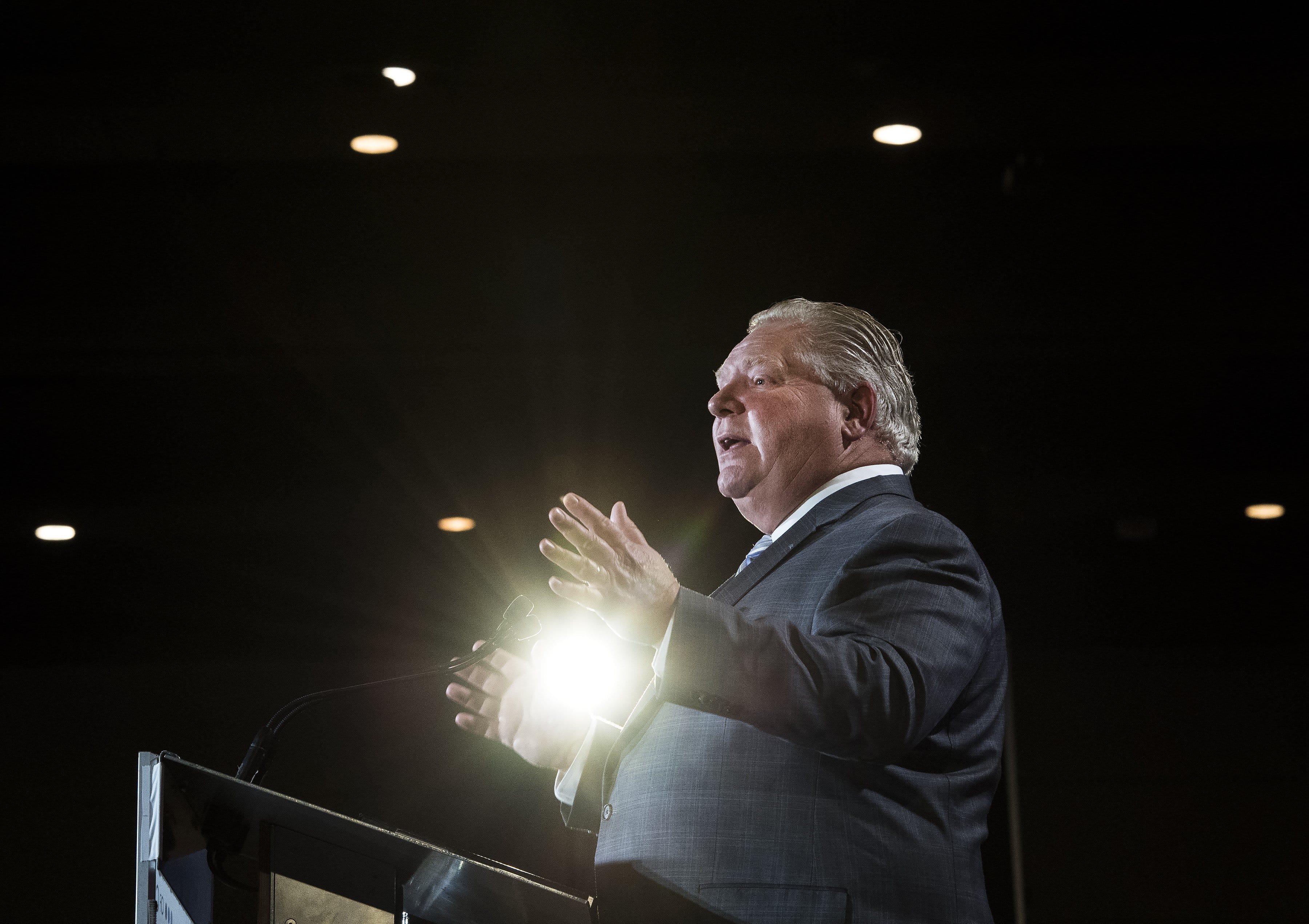 Ontario Premier Doug Ford speaks at the Economic Club of Canada in Toronto on Monday, January 21, 2019. THE CANADIAN PRESS/Nathan Denette