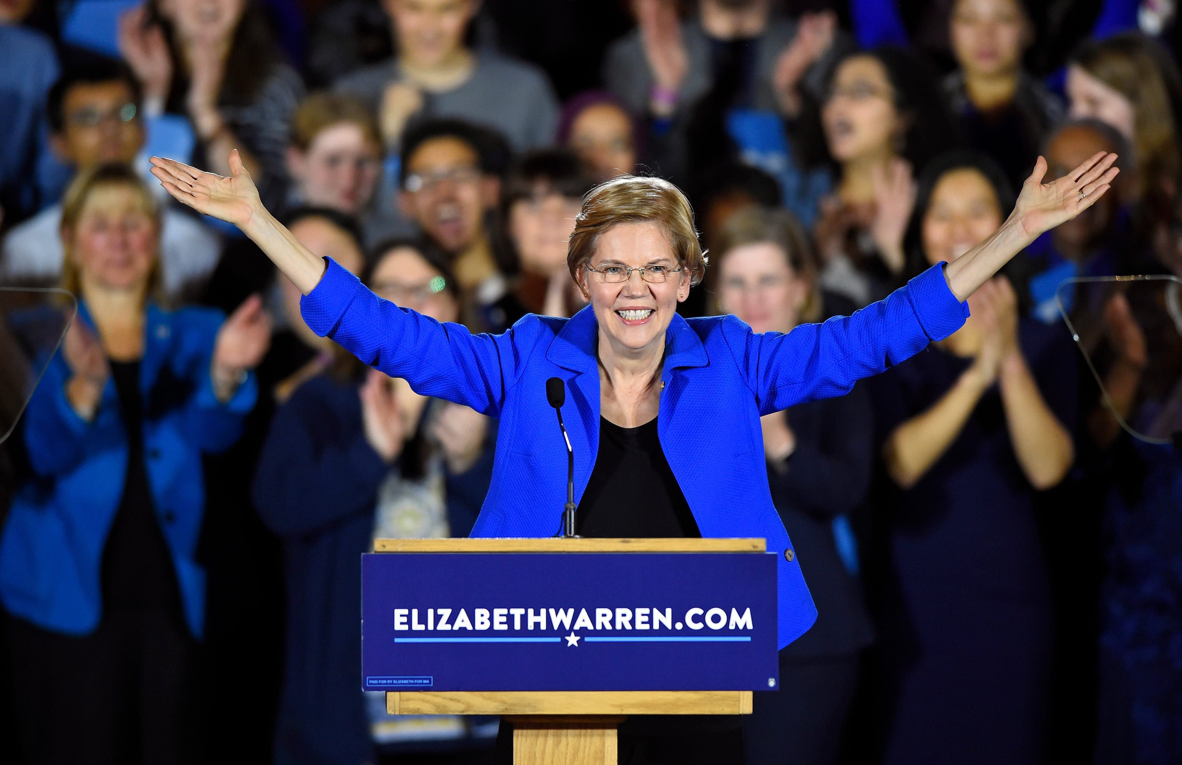 U.S. Senator Elizabeth Warren speaks during the Massachusetts Democratic Coordinated Campaign election night party at the Fairmont Copley Plaza hotel in Boston, Massachusetts on November 6, 2018. (Photo By Christopher Evans/Digital First Media/Boston Herald via Getty Images)