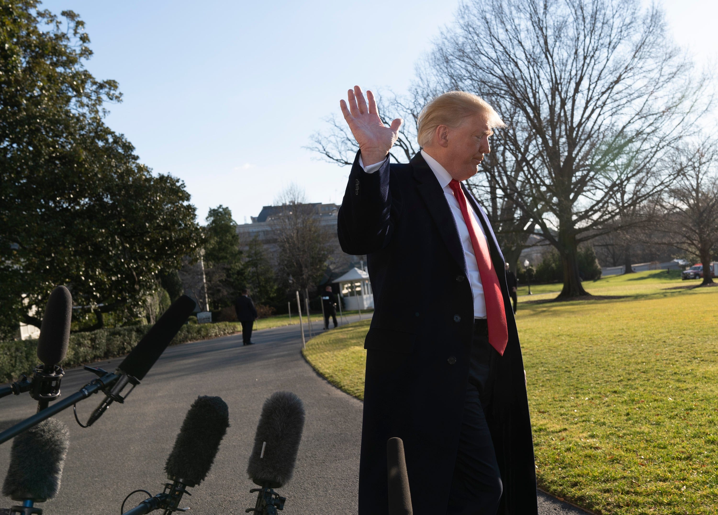 WASHINGTON, DC - JANUARY 6: U.S. President Donald Trump speaks to the media before departing the White House for Camp David on January 6, 2019 in Washington, DC. (Photo by Chris Kleponis - Pool/Getty Images)