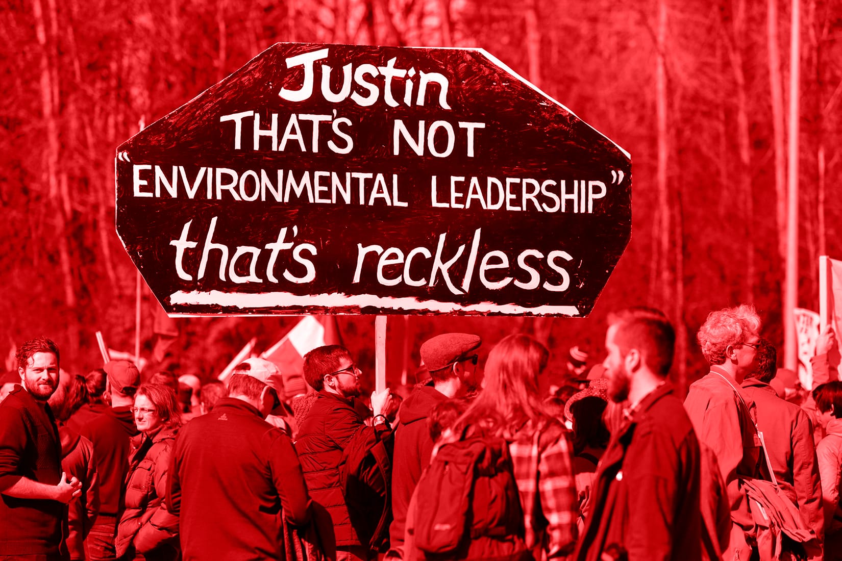 Coast Salish Water Protectors and others demonstrate against the expansion of the Trans Mountain pipeline project in Burnaby, B.C., on March 10, 2018.  (Jason Redmond /Getty Images)