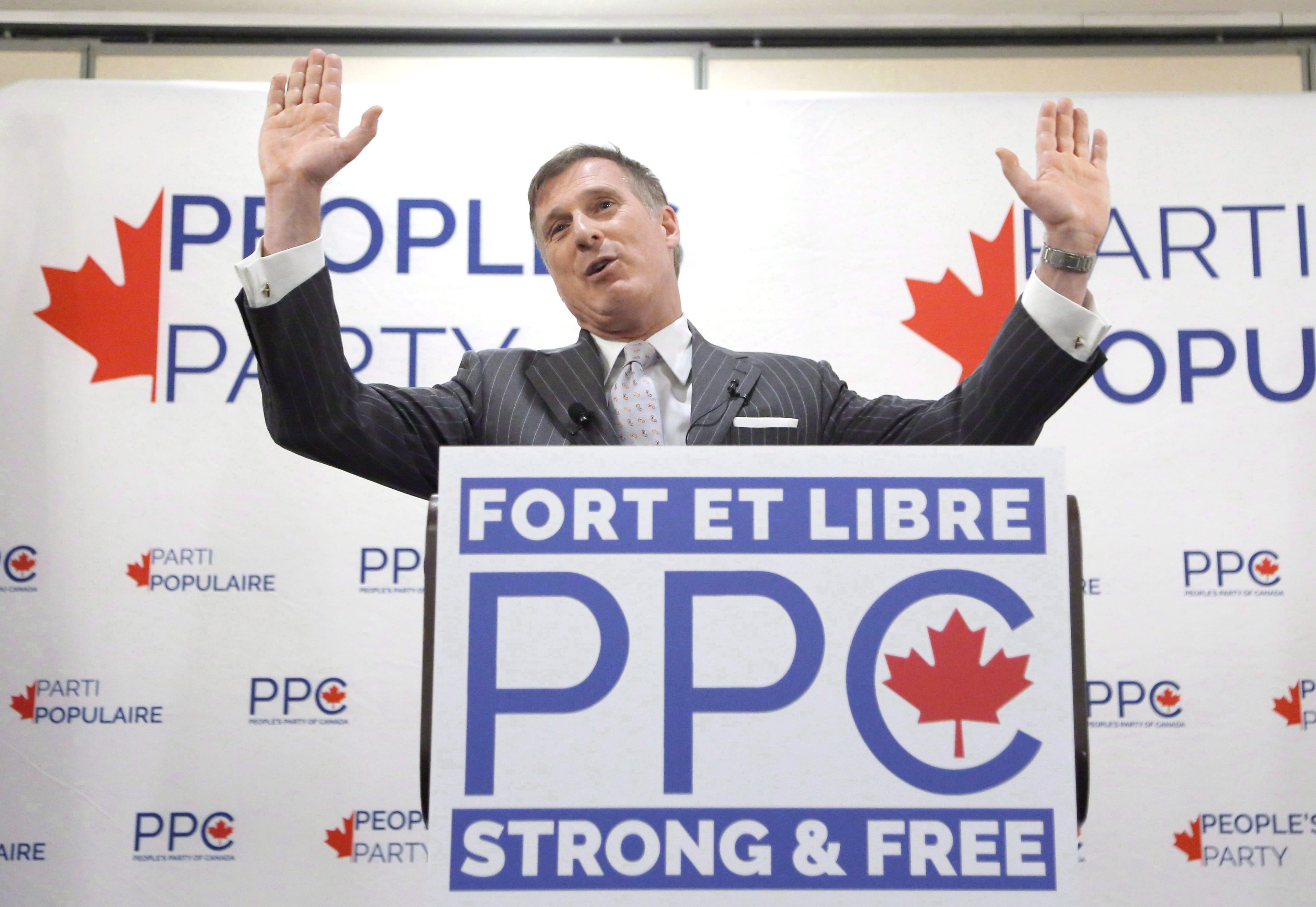 Maxime Bernier speaks at a People's Party of Canada rally in Gatineau, Que., on November 20, 2018.  THE CANADIAN PRESS/ Patrick Doyle