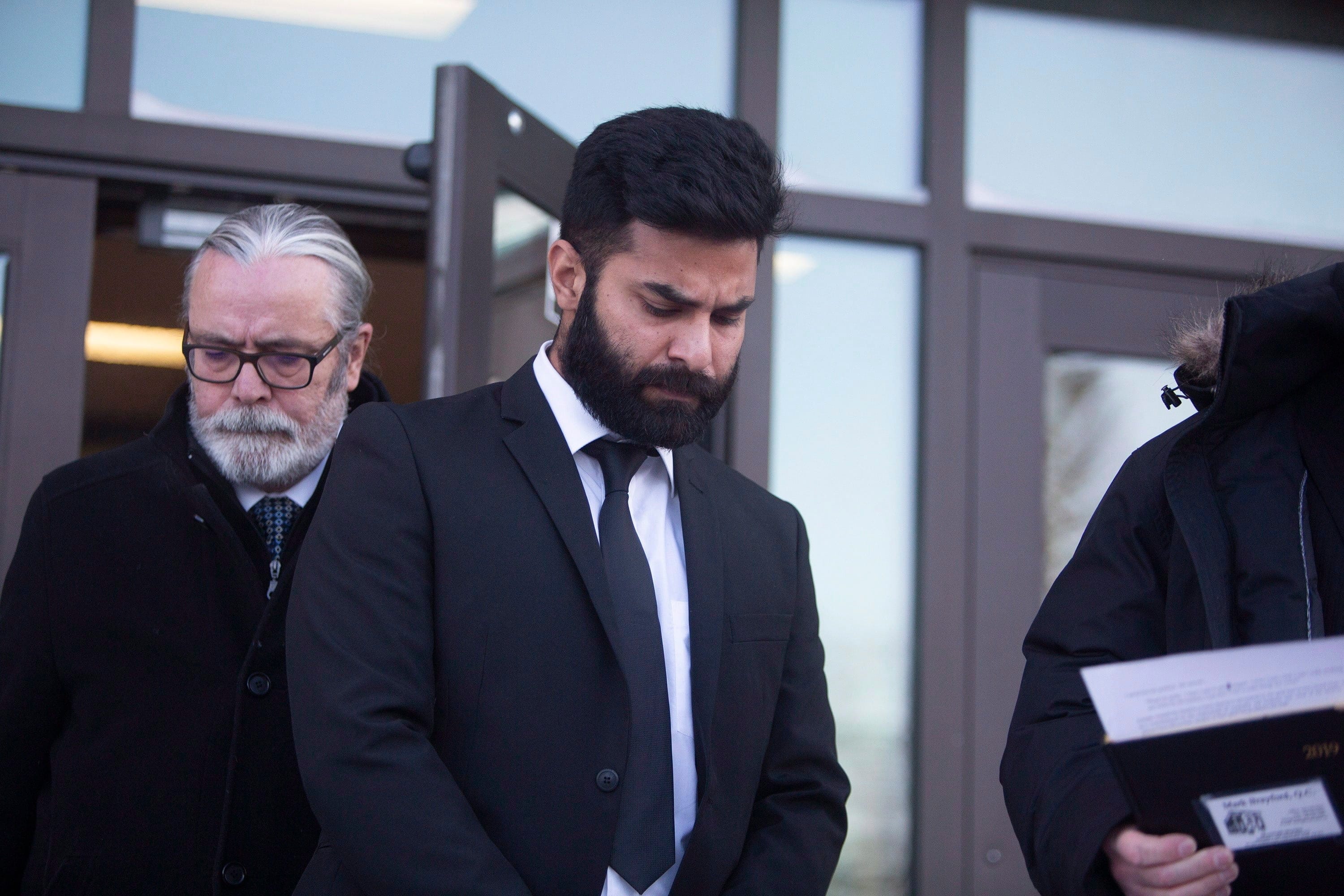 Jaskirat Singh Sidhu leaves provincial court in Melfort, Sask