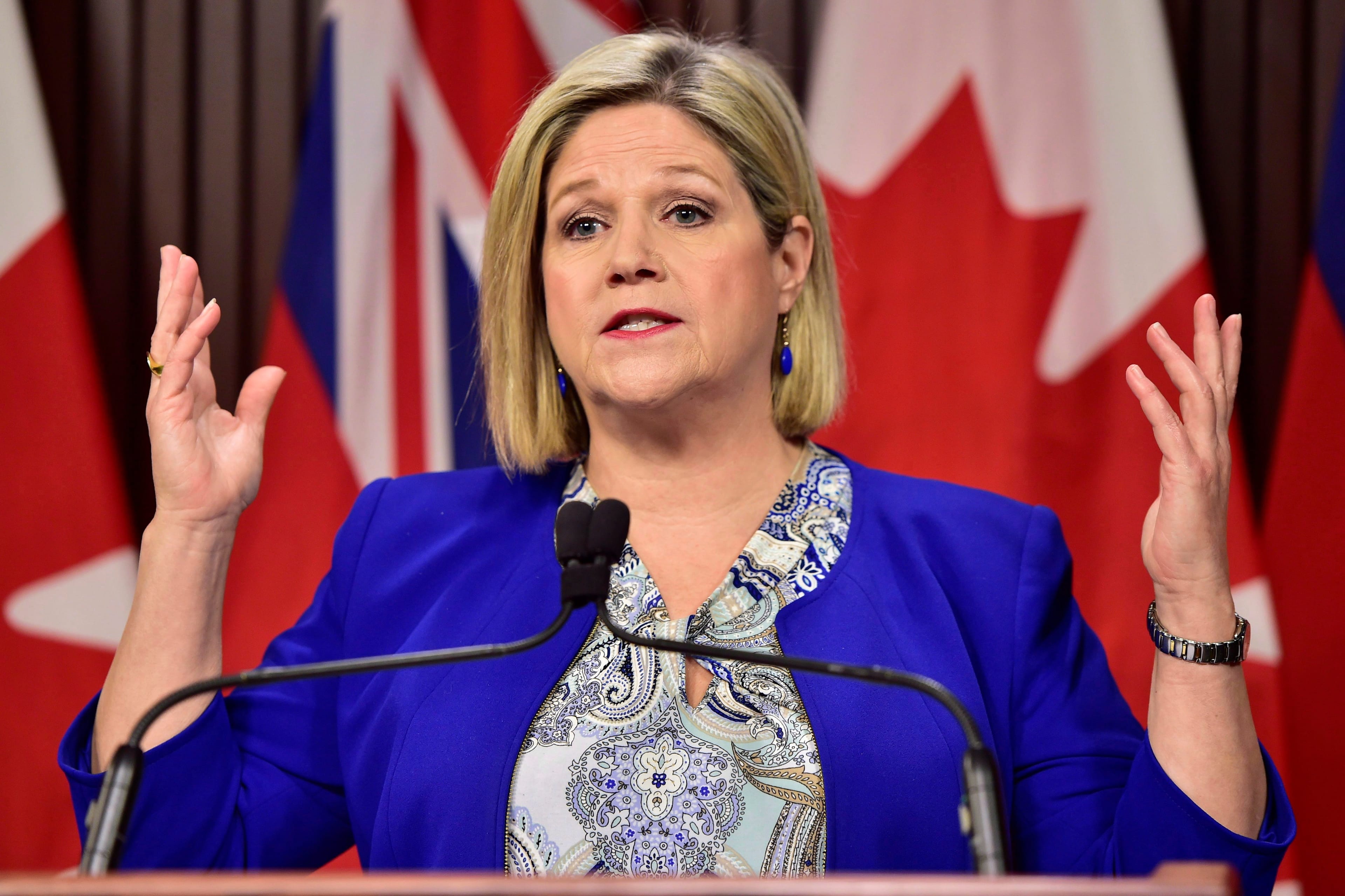 Ontario NDP Leader Andrea Horwath speaks during a press conference at Queen's Park in Toronto on Monday, Dec. 17, 2018. (THE CANADIAN PRESS/Frank Gunn)