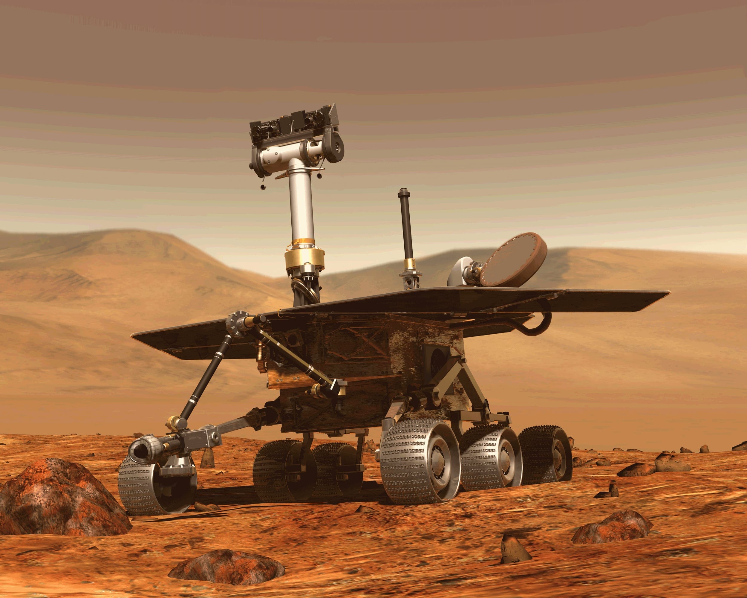 Opportunity landed on Mars in 2004 and outlived her 90-day mission by about 15 years. She was a good rover, and she will be missed. (NASA)