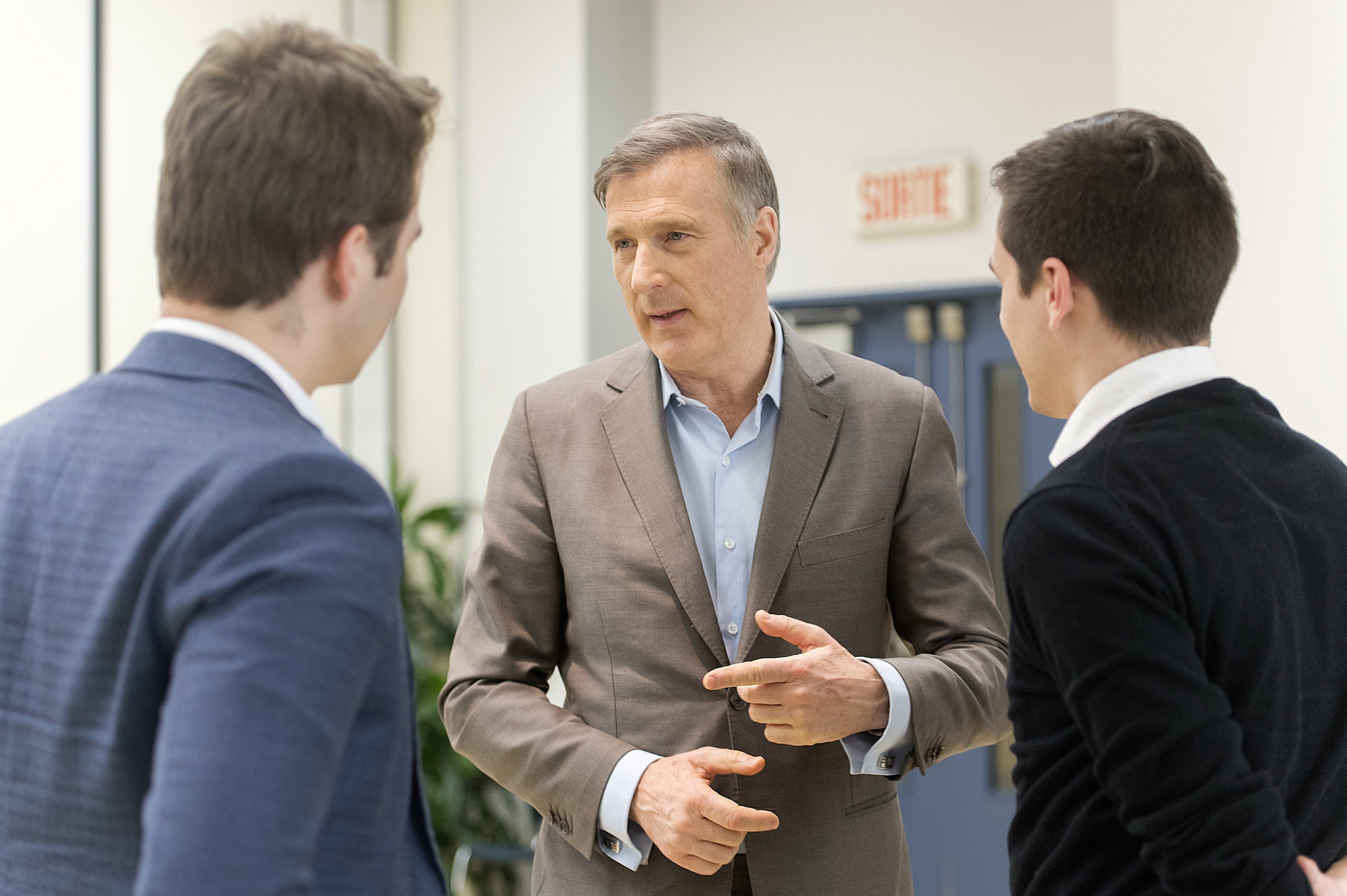 Bernier talks with supporters during a candidate nomination event for the riding of Outremont in Montreal on Jan. 27, 2019 (THE CANADIAN PRESS/Graham Hughes)