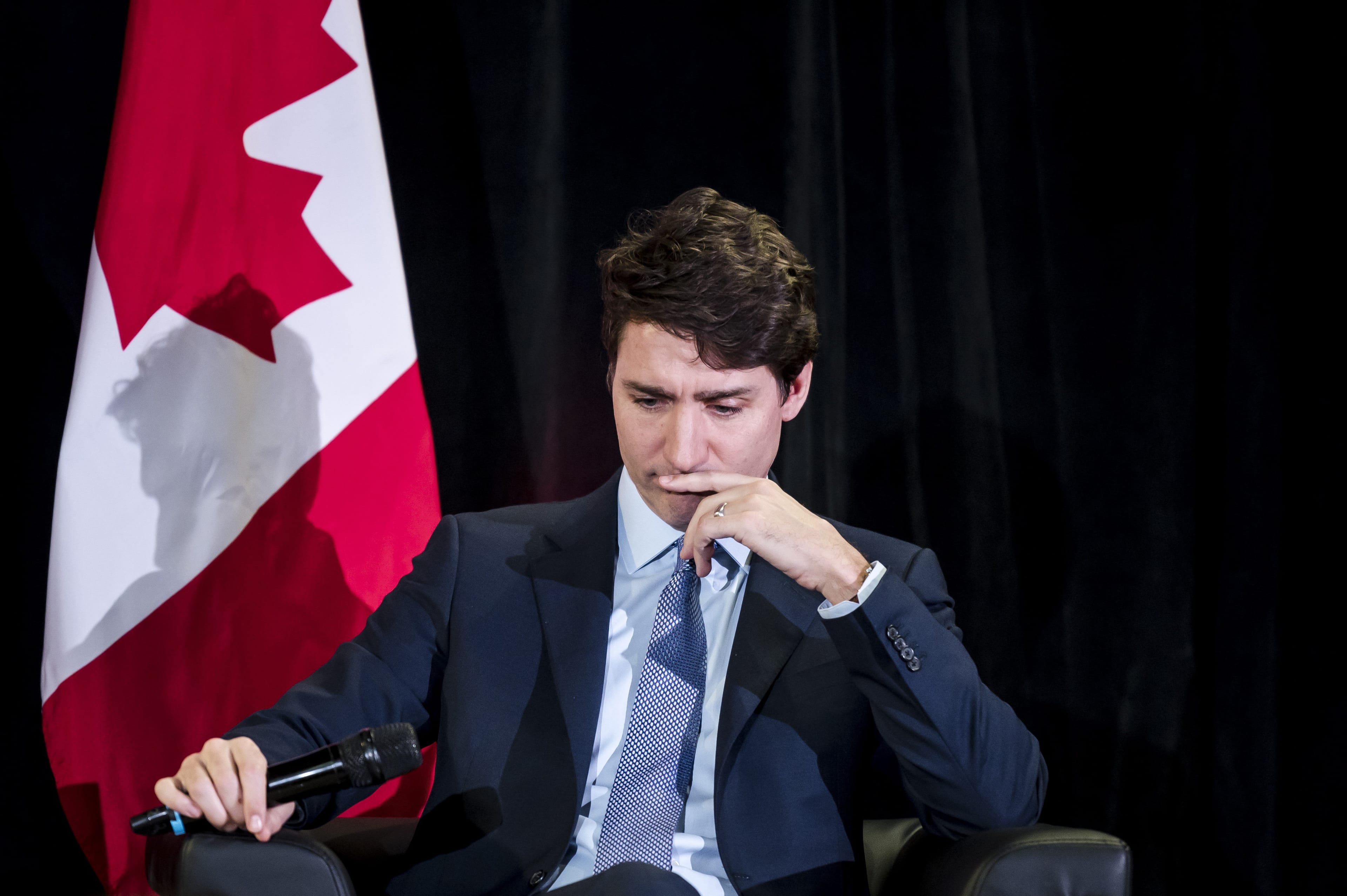 Prime Minister Trudeau participates in an armchair discussion at the Prospectors and Developers Association of Canada convention in Toronto on Tuesday (THE CANADIAN PRESS/Christopher Katsarov)