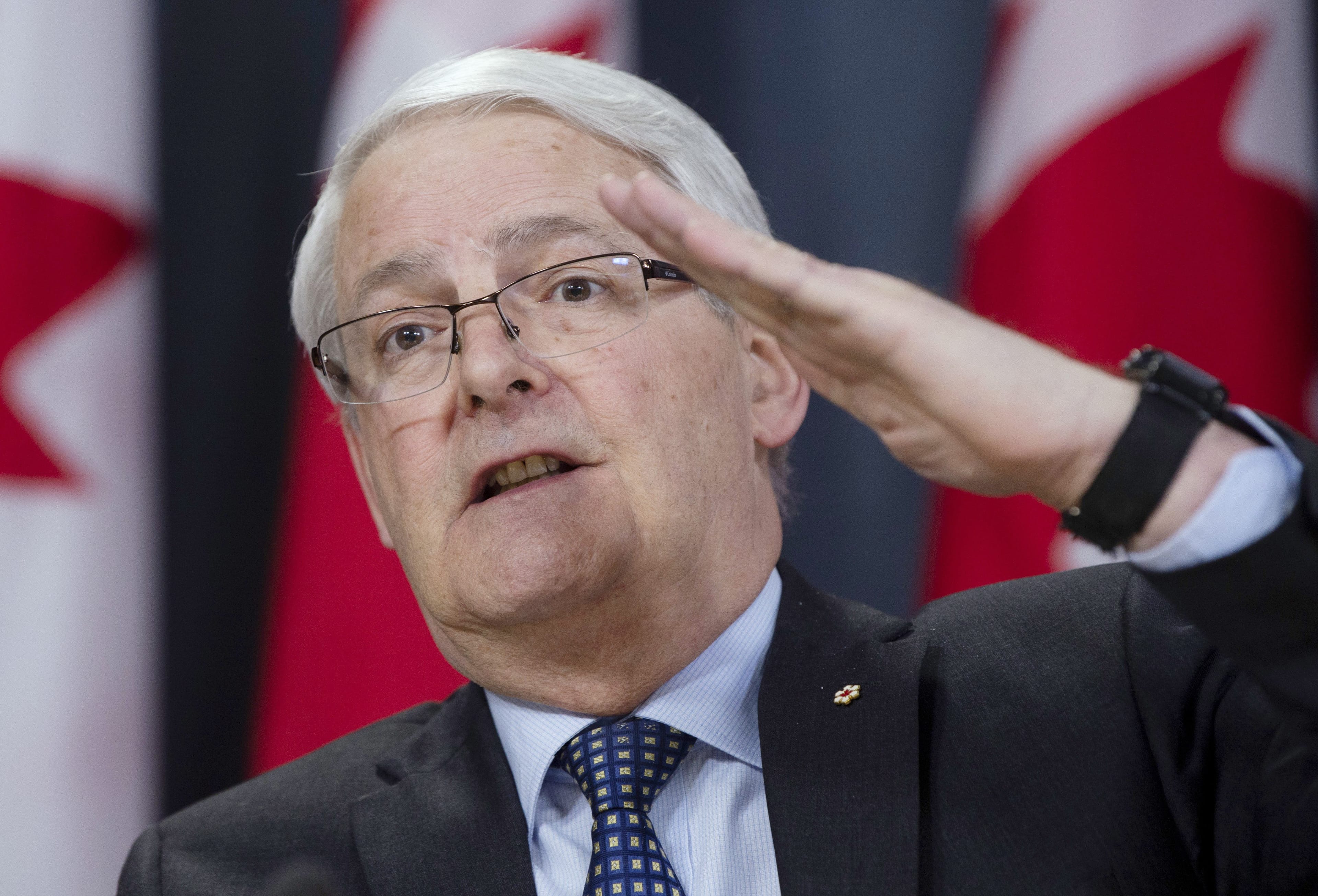 Transport Minister Marc Garneau speaks on Wednesday during a news conference in Ottawa (THE CANADIAN PRESS/Adrian Wyld)
