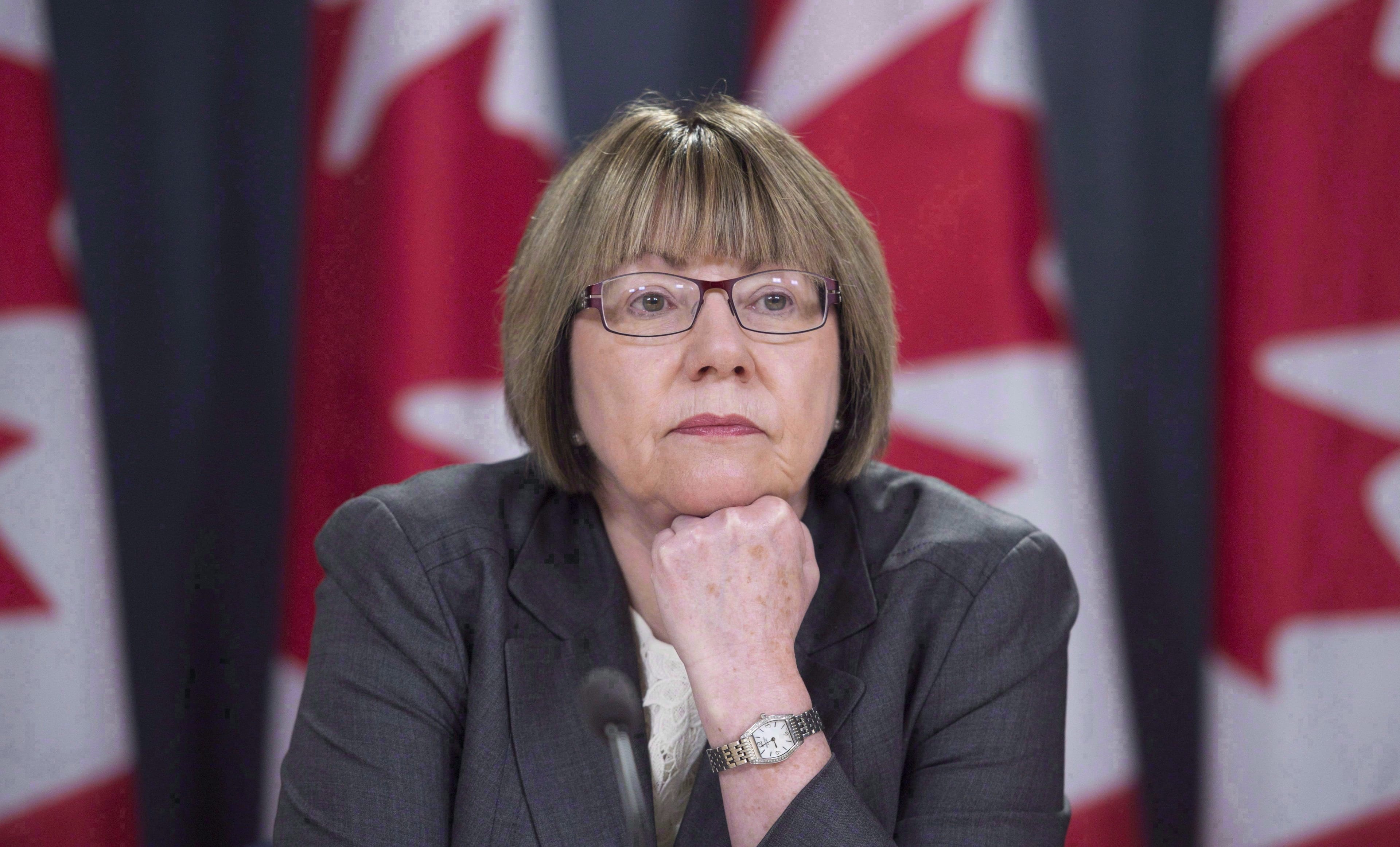 Anne McLellan, leader of the federal task force on marijuana, listens to a question during a news conference in Ottawa on December 13, 2016. 
 (THE CANADIAN PRESS/Adrian Wyld)