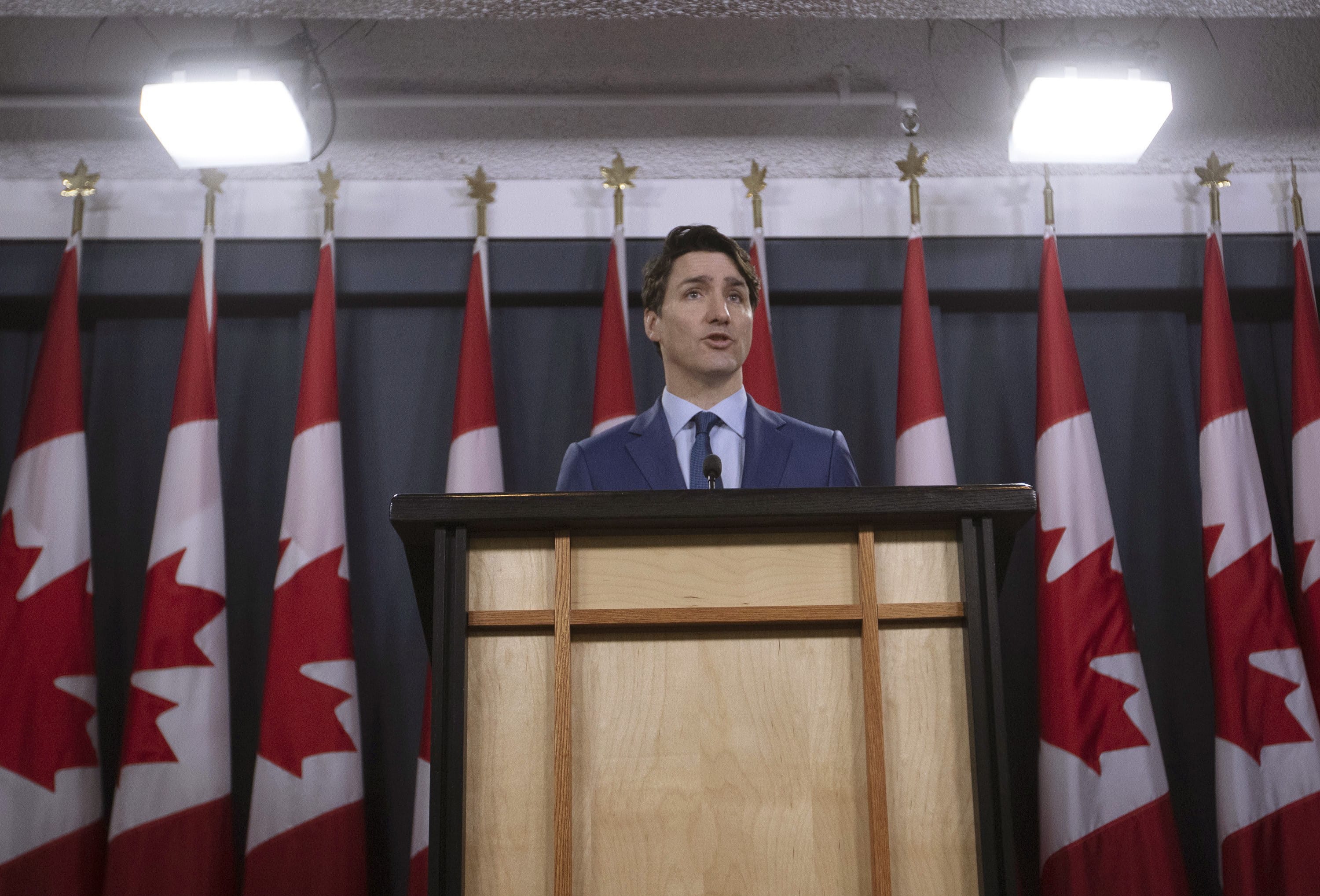 Prime Minister Justin Trudeau holds a news conference in Ottawa, Thursday March 7, 2019. (THE CANADIAN PRESS/Fred Chartrand)