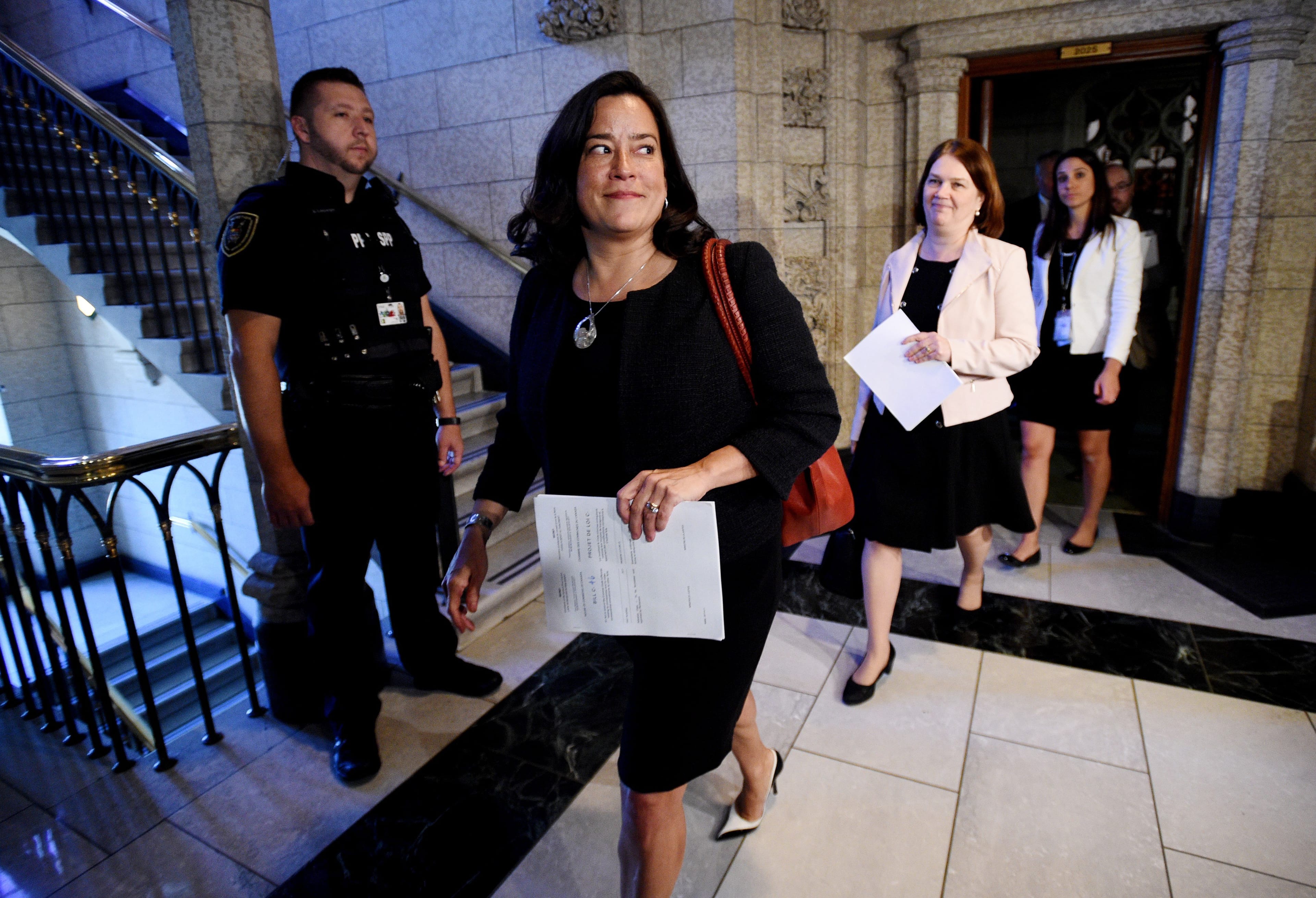 Wilson-Raybould and Philpott are seen leaving the House of Commons on Thursday, April 13, 2017 (THE CANADIAN PRESS/Sean Kilpatrick)
