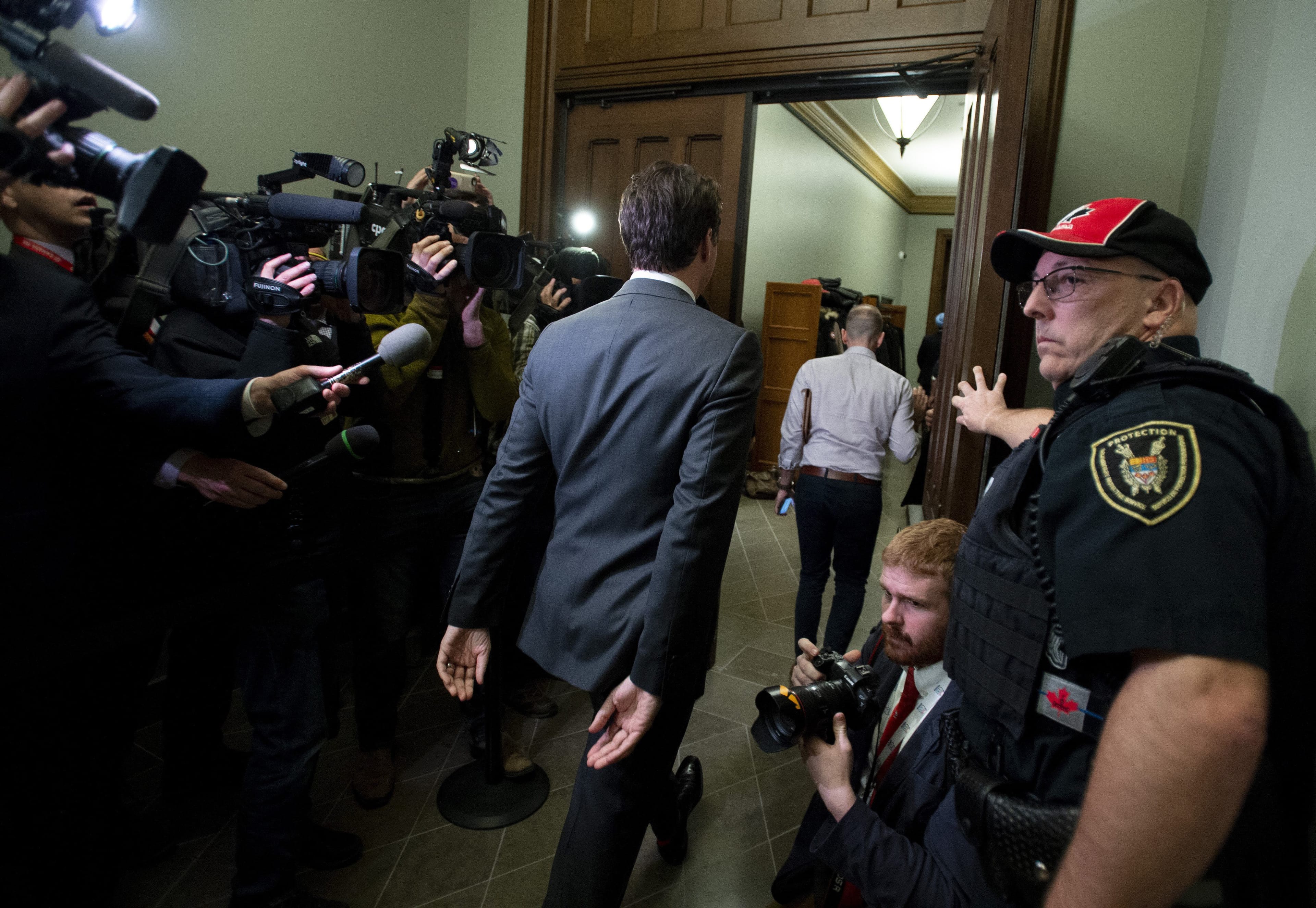 Trudeau arrives for a caucus meeting on Parliament Hill in Ottawa on Tuesday, April 2, 2019. (Justin Tang/CP)