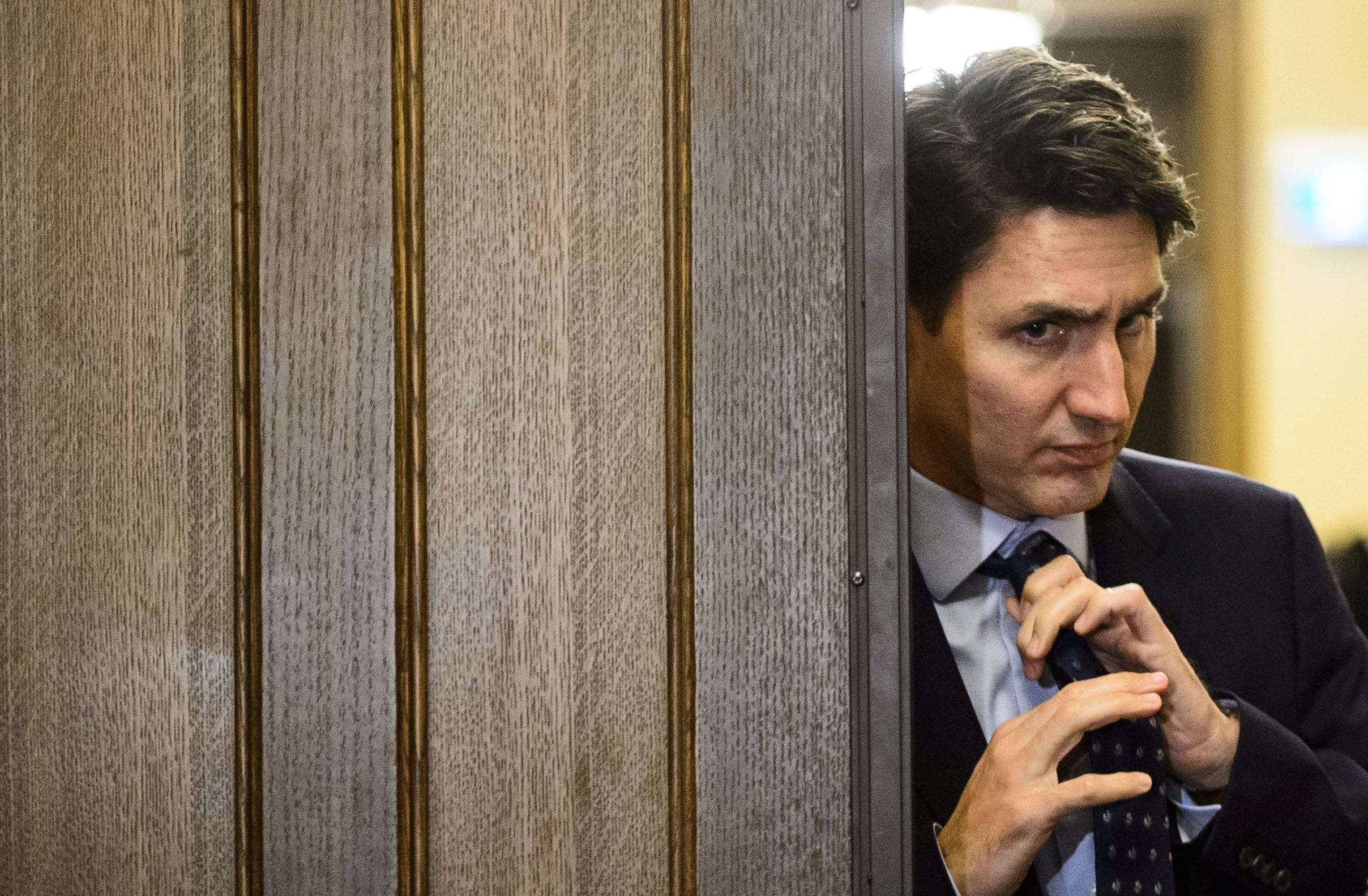 Trudeau leaves a cabinet meeting on route to vote in the House of Commons on Parliament Hill in Ottawa on Tuesday, April 9, 2019. (Sean Kilpatrick/CP)