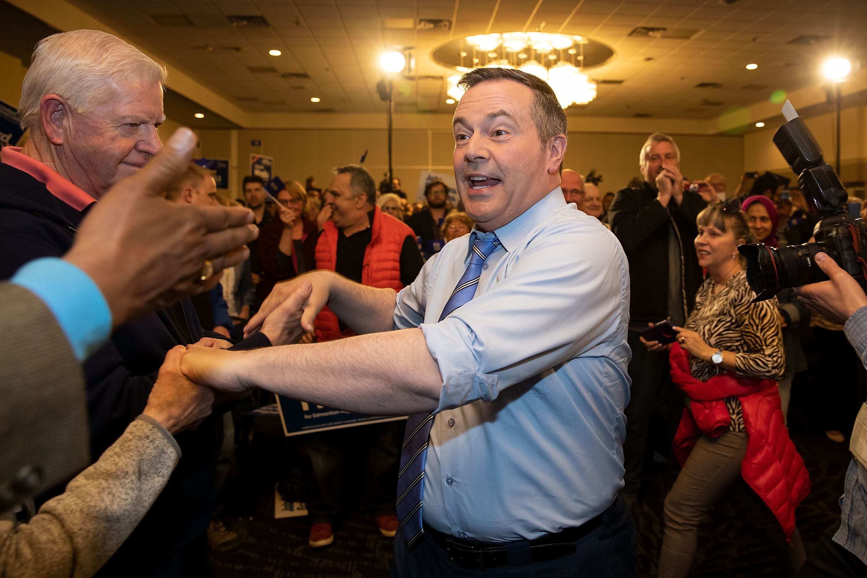 Jason Kenney at a campaign rally in Edmonton. (Codie McLachlan/CP)