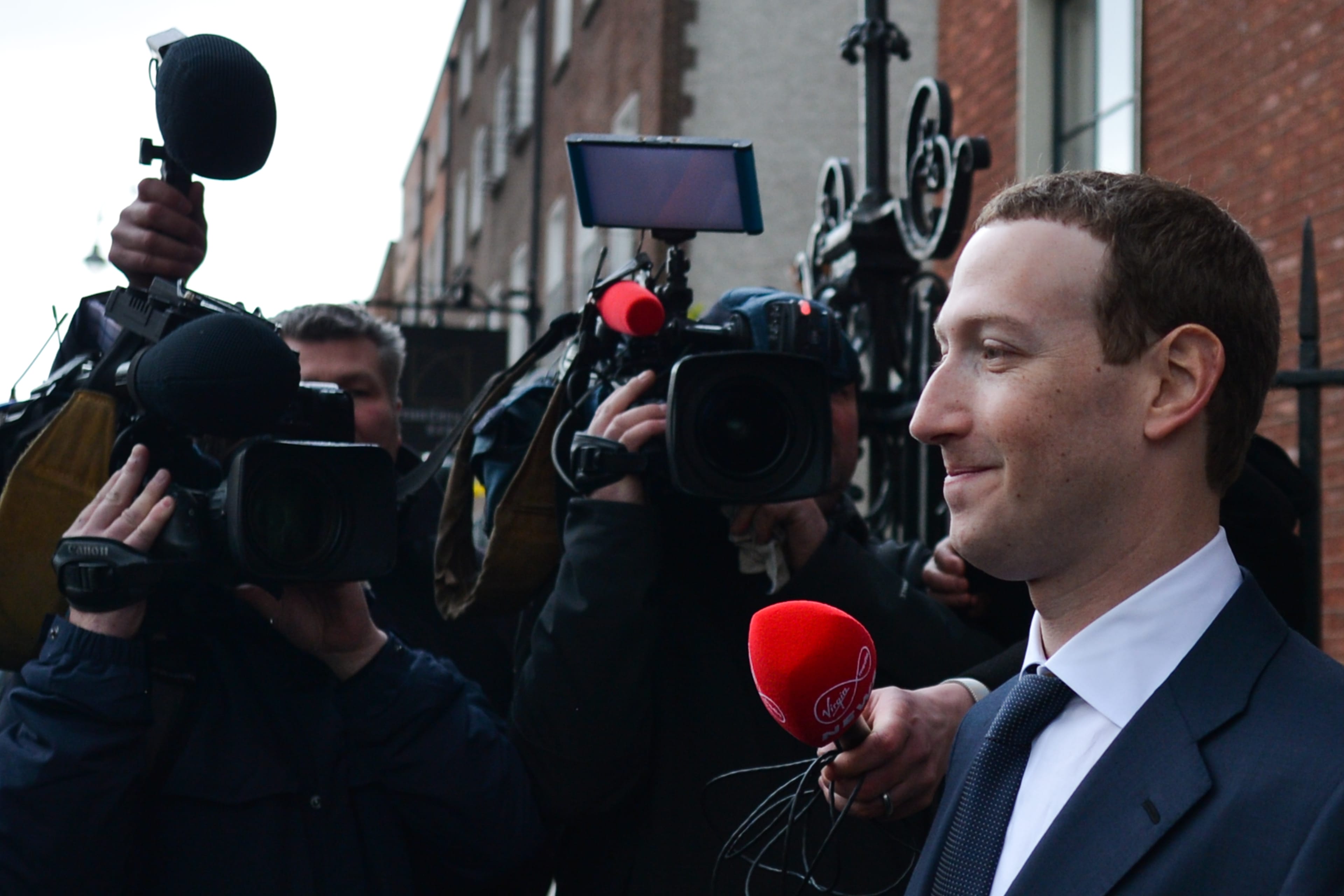 Facebook CEO Mark Zuckerberg appears in Dublin after meeting with Irish politicians to discuss regulation of social media on Tuesday, April 2, 2019, (Artur Widak/NurPhoto via Getty Images)