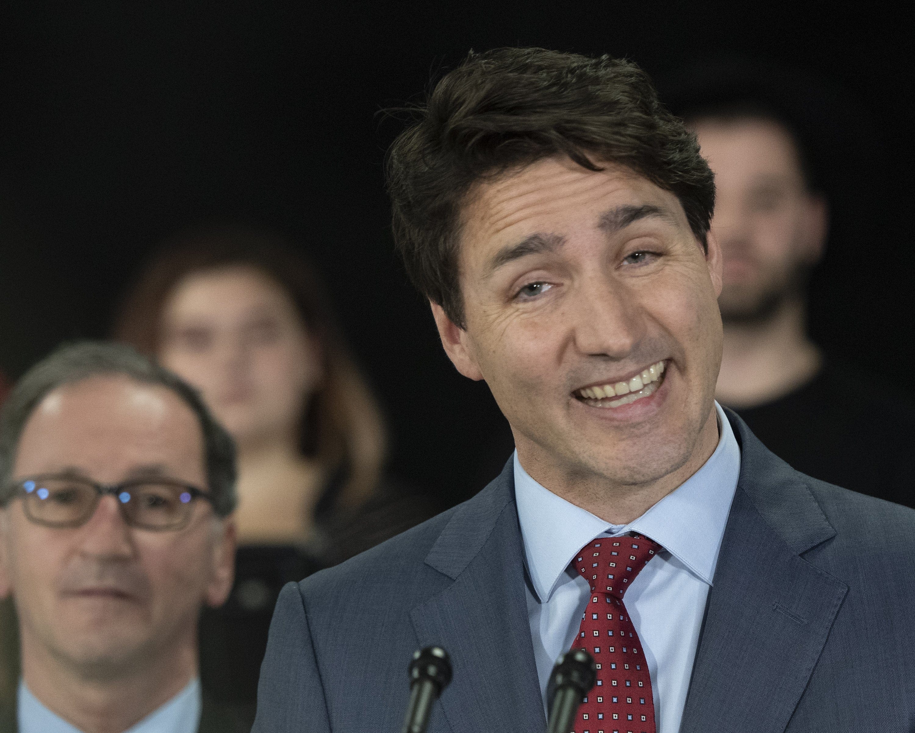 Prime Minister Justin Trudeau speaks to students at Alma College, Thursday, April 4, 2019 in Alma Que. (Jacques Boissinot/CP)
