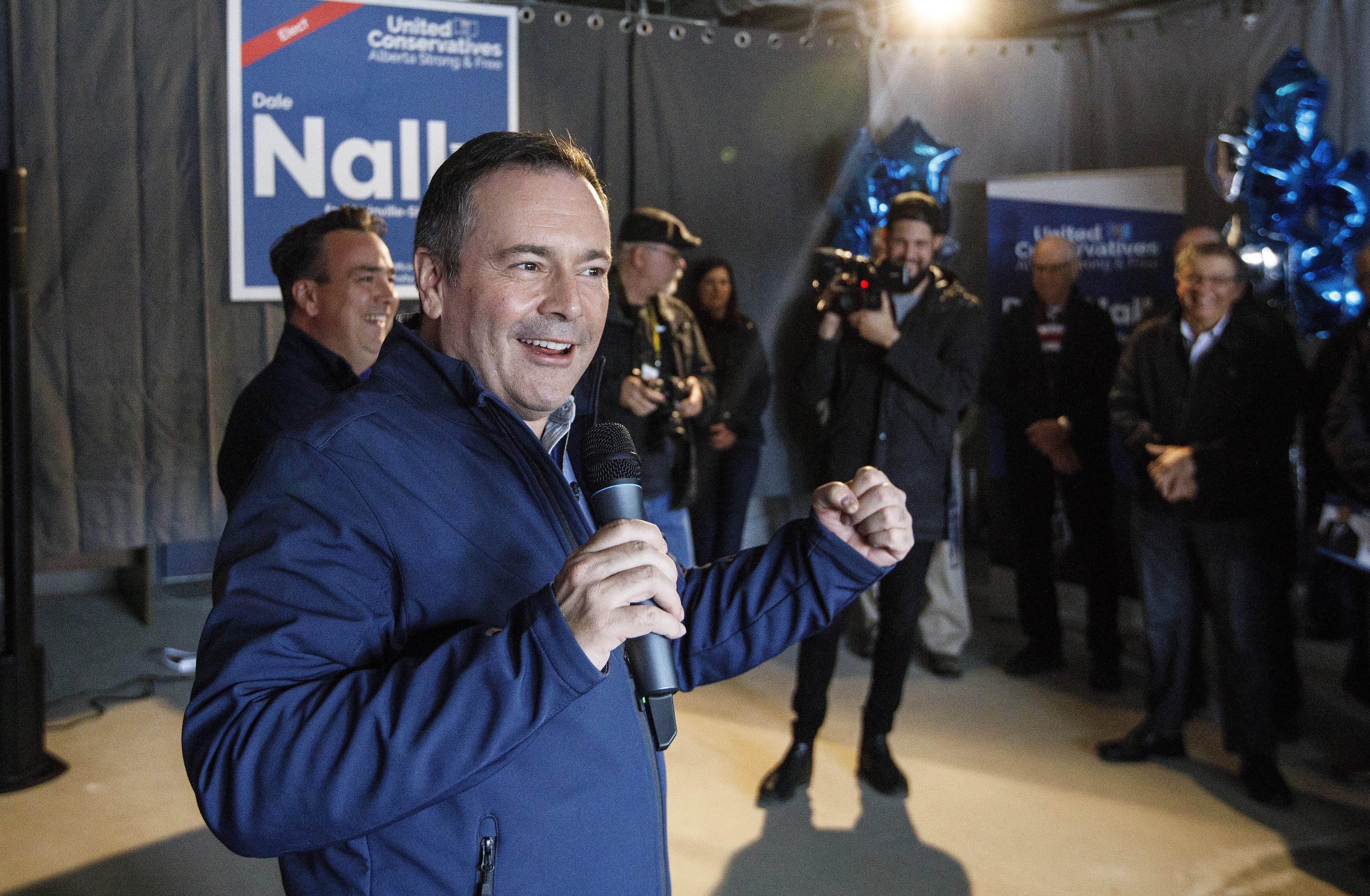 United Conservative Party leader Jason Kenney speaks at a rally before the election, in St. Albert, Alta., on Monday April 15, 2019. THE CANADIAN PRESS/Jason Franson