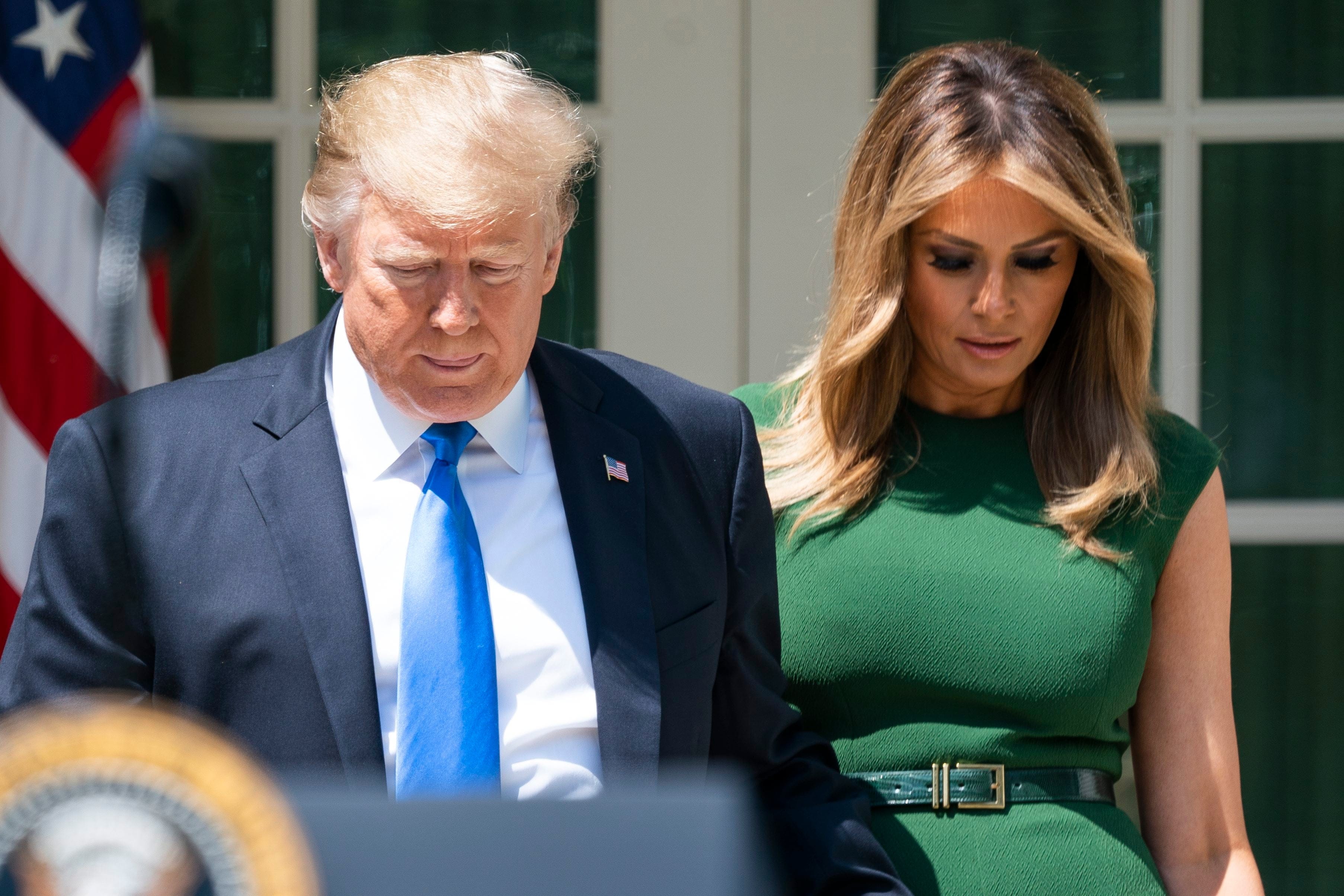Donald and Melania Trump at a National Day of Prayer service in the Rose Garden of the White House (JIM LO SCALZO/EPA/CP)