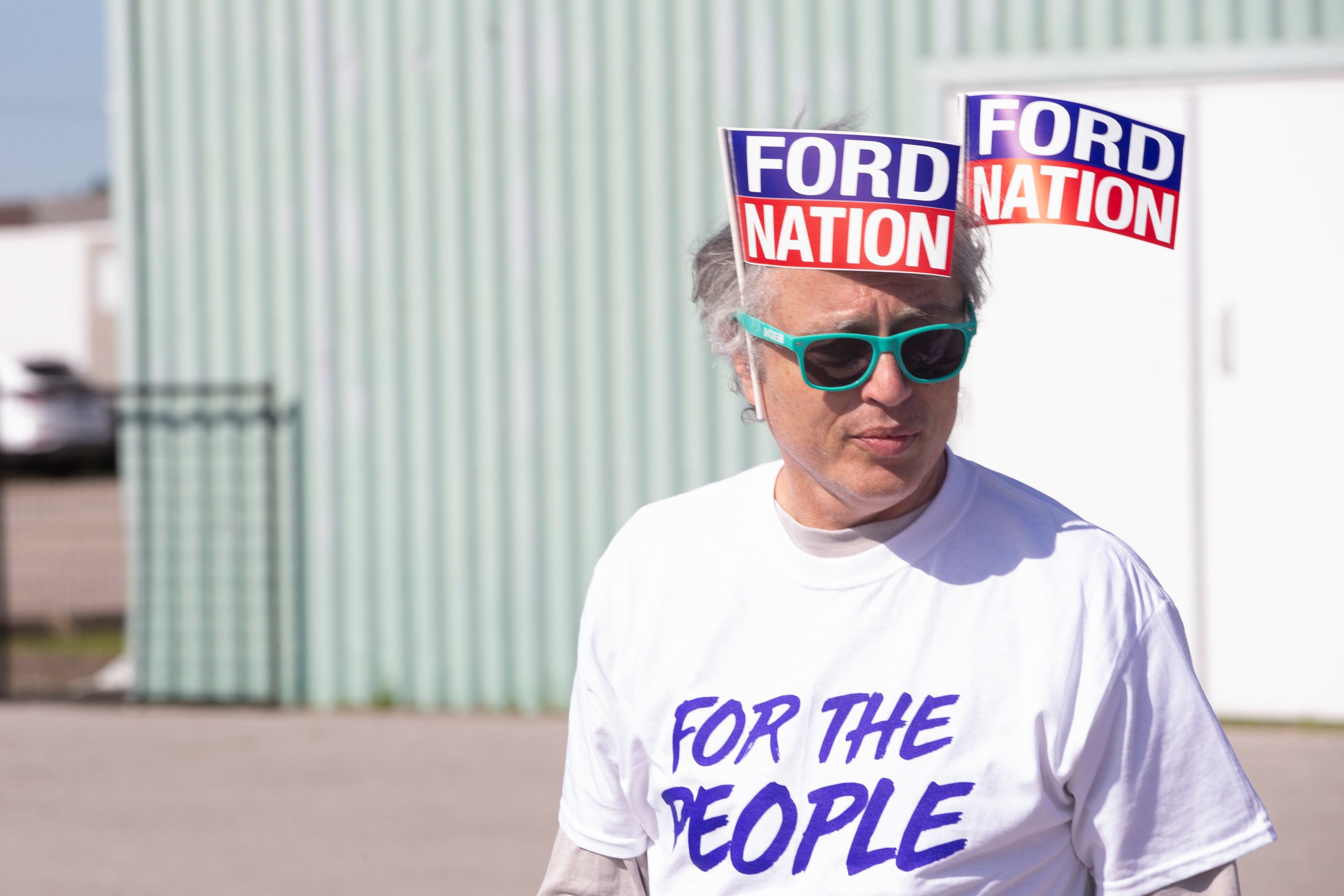 A Ford Nation supporter arrives at Ford Fest in Markham, Ont., on June 22, 2019 (Chris Young/CP)