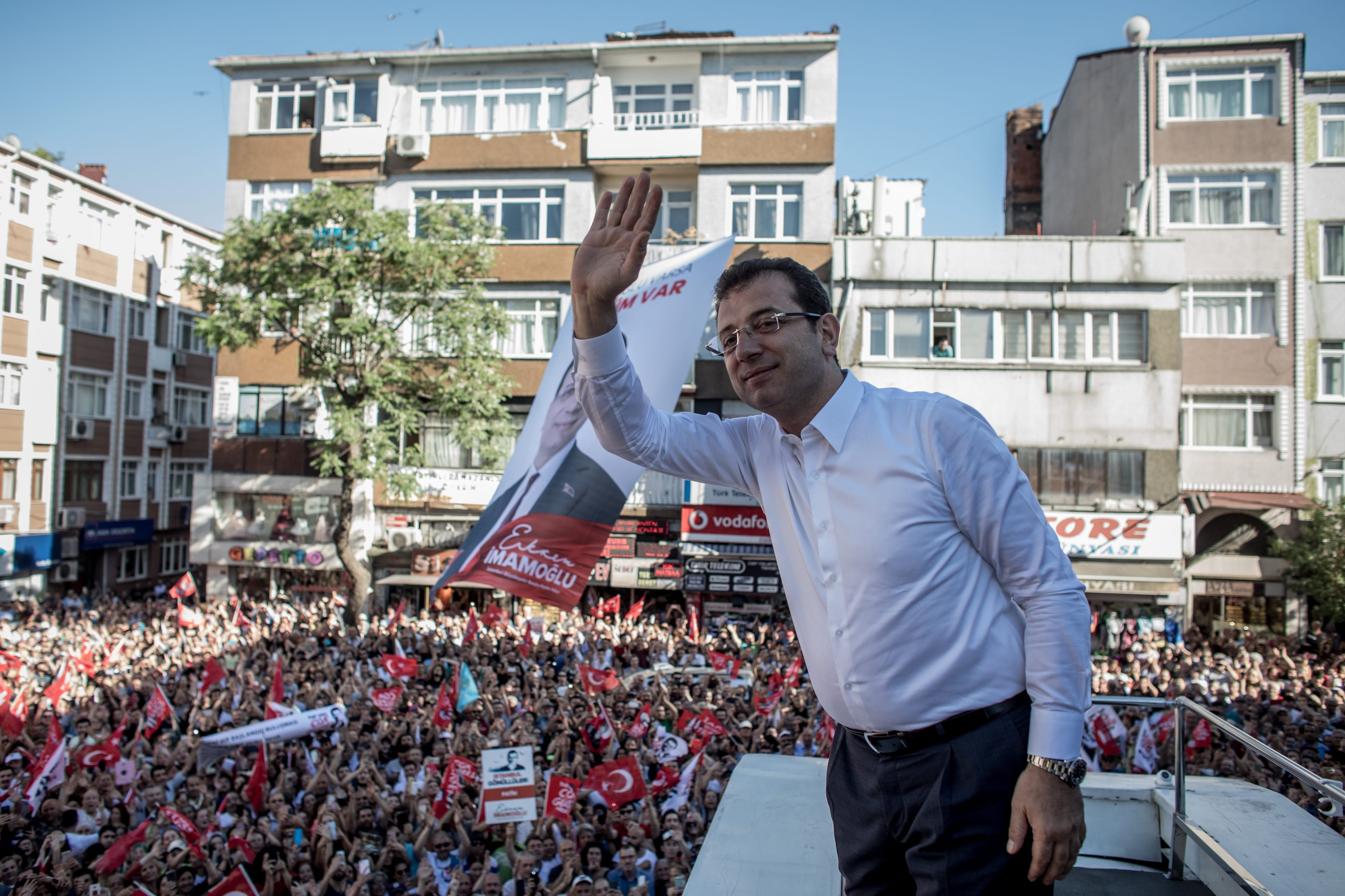 Imamoglu speaks at a rally during campaigning in the re-run of the Istanbul mayoral election on May 29, 2019 in Istanbul, Turkey (Chris McGrath/Getty Images )
