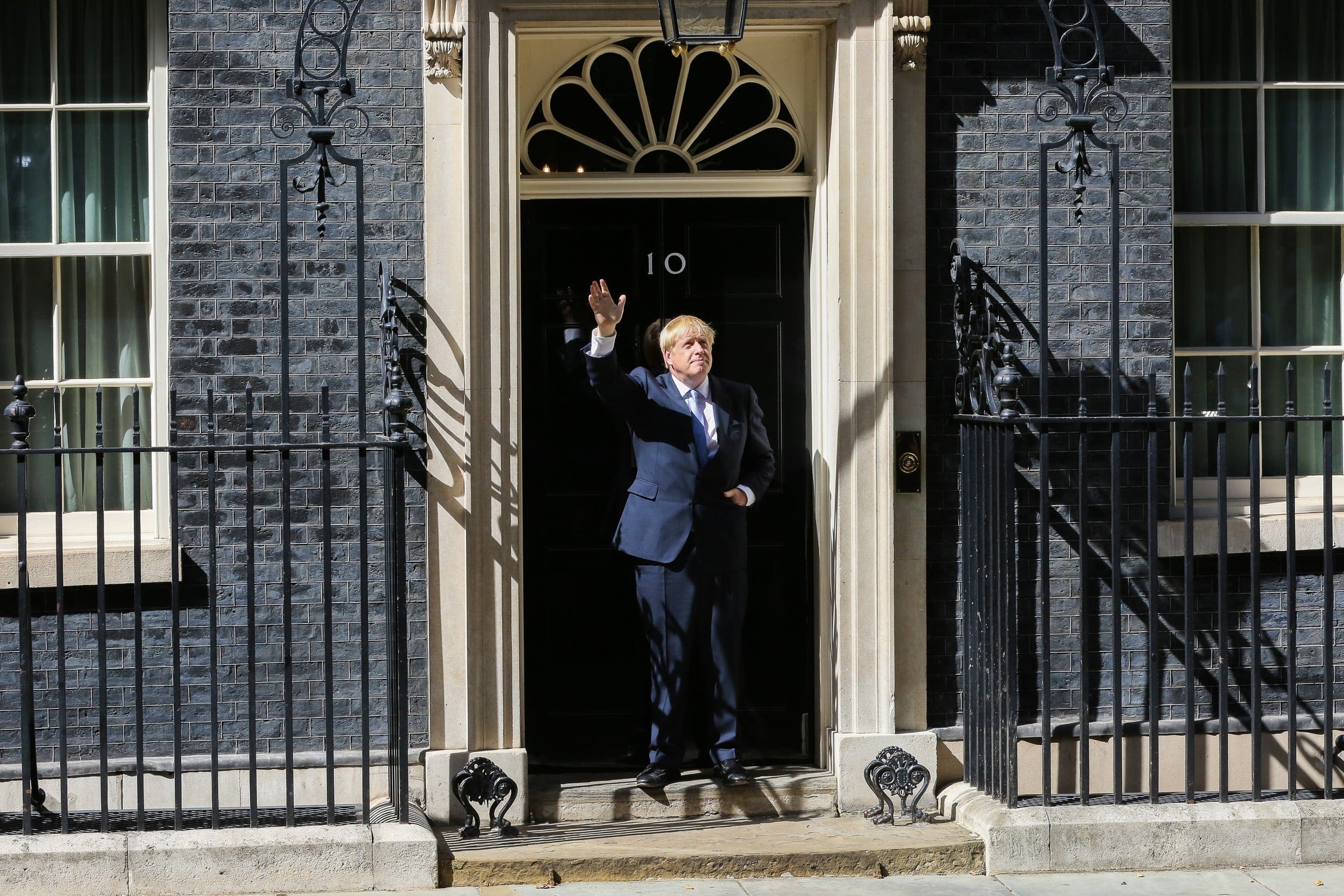 Johnson arrives on Downing Street in London on July 24, 2019, to address the media (Dinendra Haria/Anadolu Agency via Getty Images)