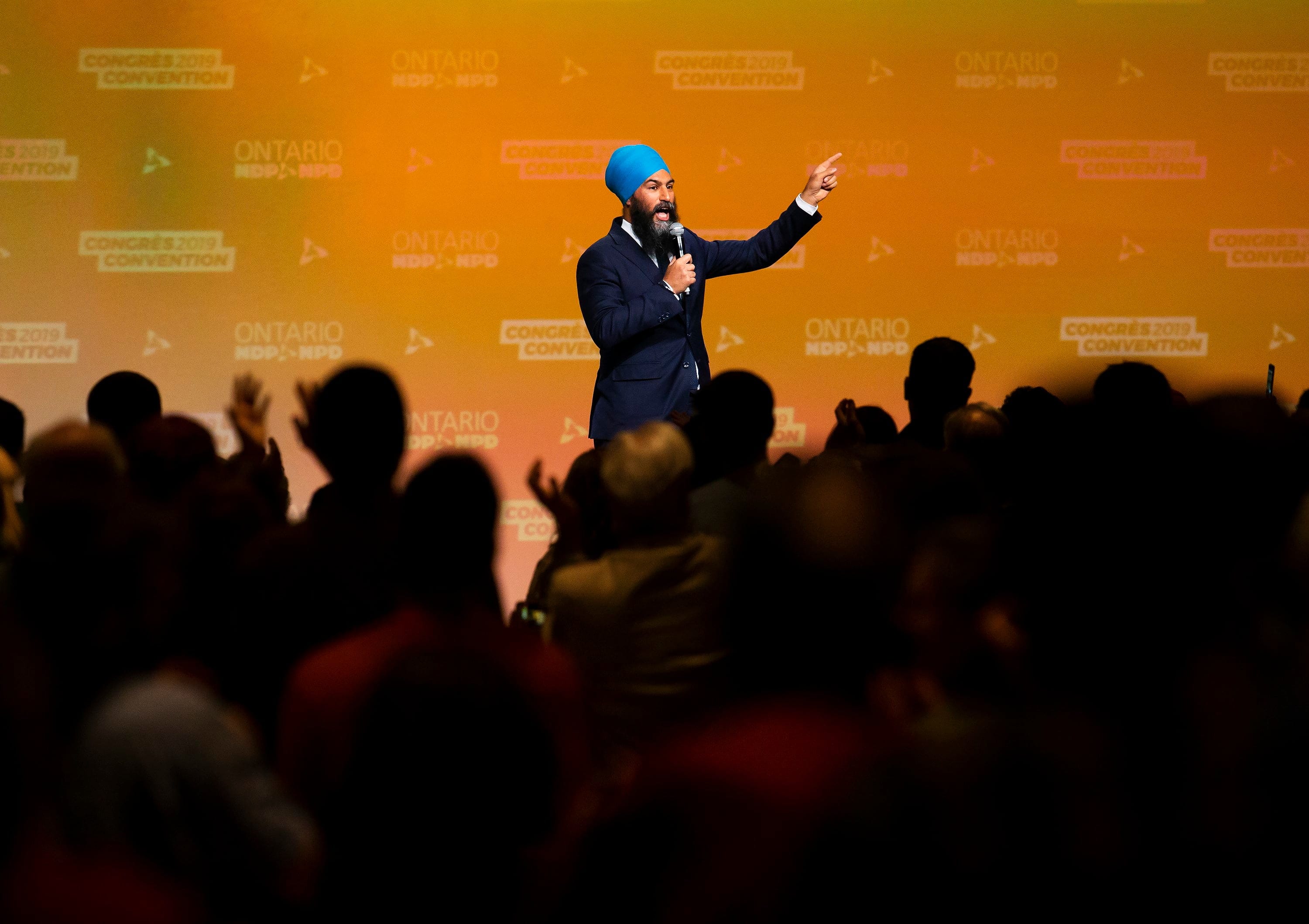NDP Leader Jagmeet Singh speaks to delegates and supporters at the Ontario NDP Convention in Hamilton, Ont., Sunday, June 16, 2019. (Tara Walton/CP)