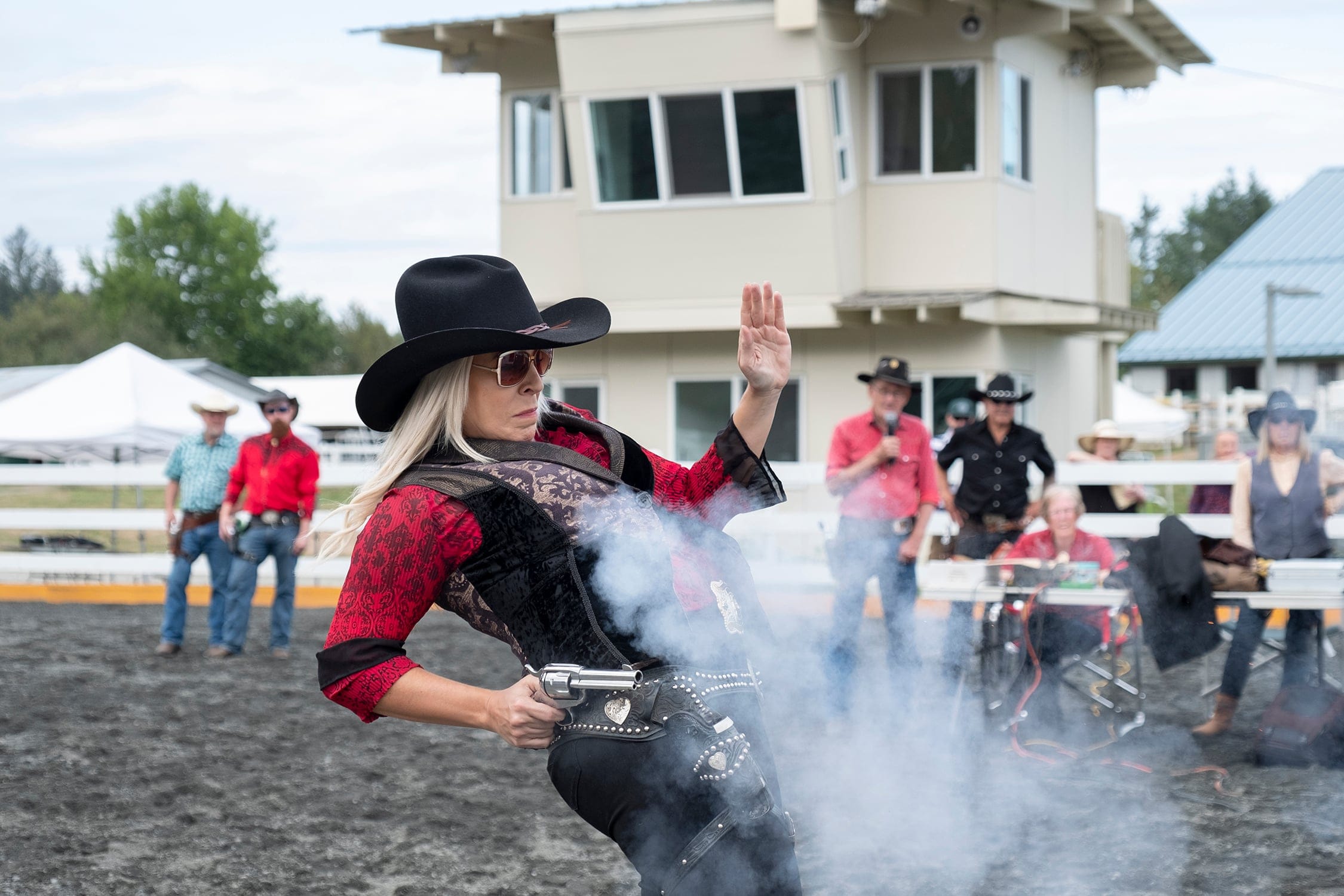 Franks has been shooting in fast draw competitions since she was 11 years old and has repeatedly won the women's all-around world championship (Photograph by Jen Osborne)