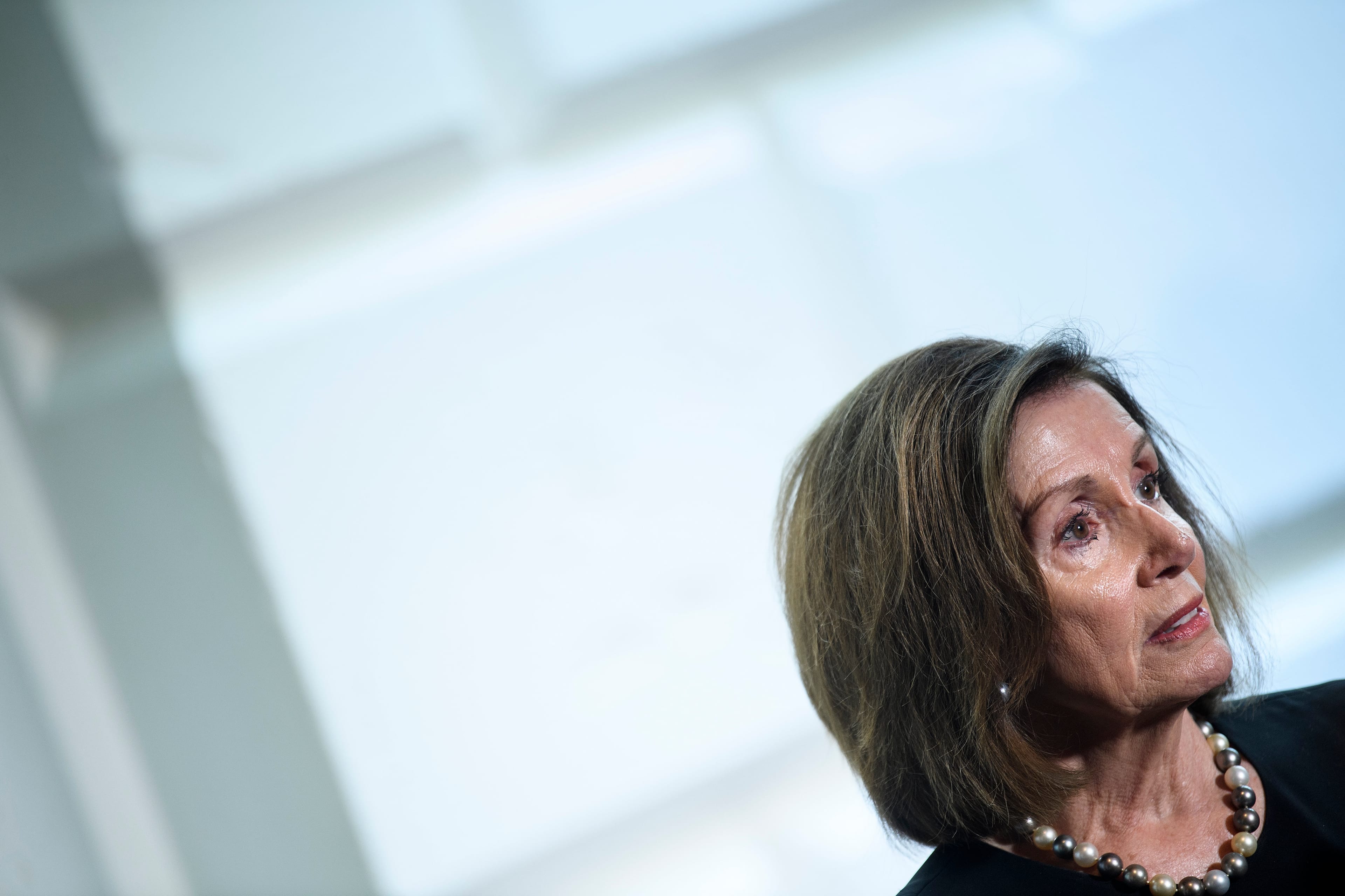 Speaker of the House Nancy Pelosi speaks to members of the press after a meeting with House Democrats on Capitol Hill September 25, 2019, in Washington, DC.(Photo by Brendan Smialowski/AFP/Getty Images)