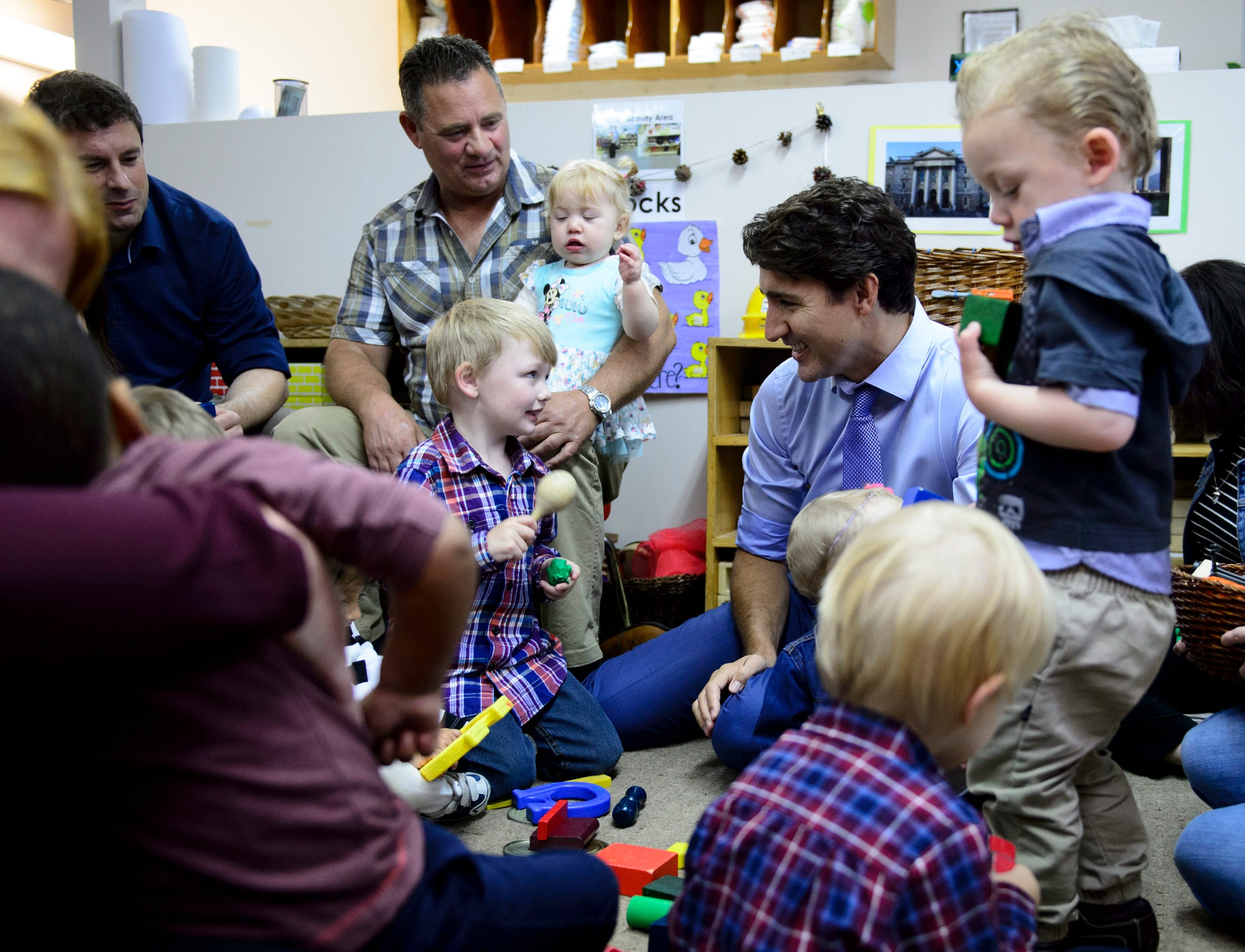 Trudeau makes a campaign stop at a daycare in St. John's, Nfld., on Sept. 17, 2019 (THE CANADIAN PRESS/Sean Kilpatrick)