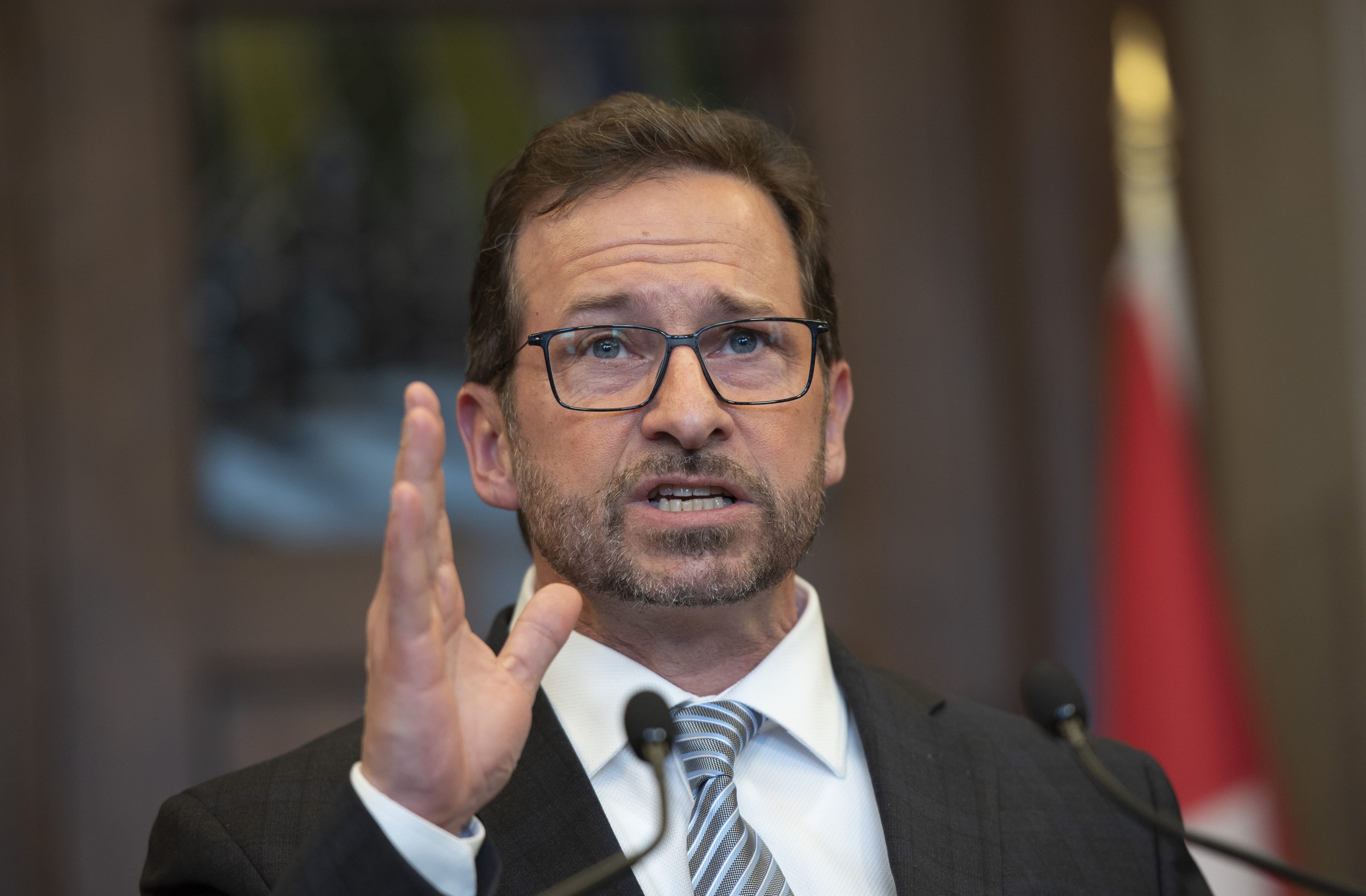 Bloc Quebecois leader Yves-Francois Blanchet speaks to reporters after the tabling of the federal budget in the House of Commons on Parliament Hill in Ottawa on Tuesday, March 19, 2019. (Justin Tang/CP)