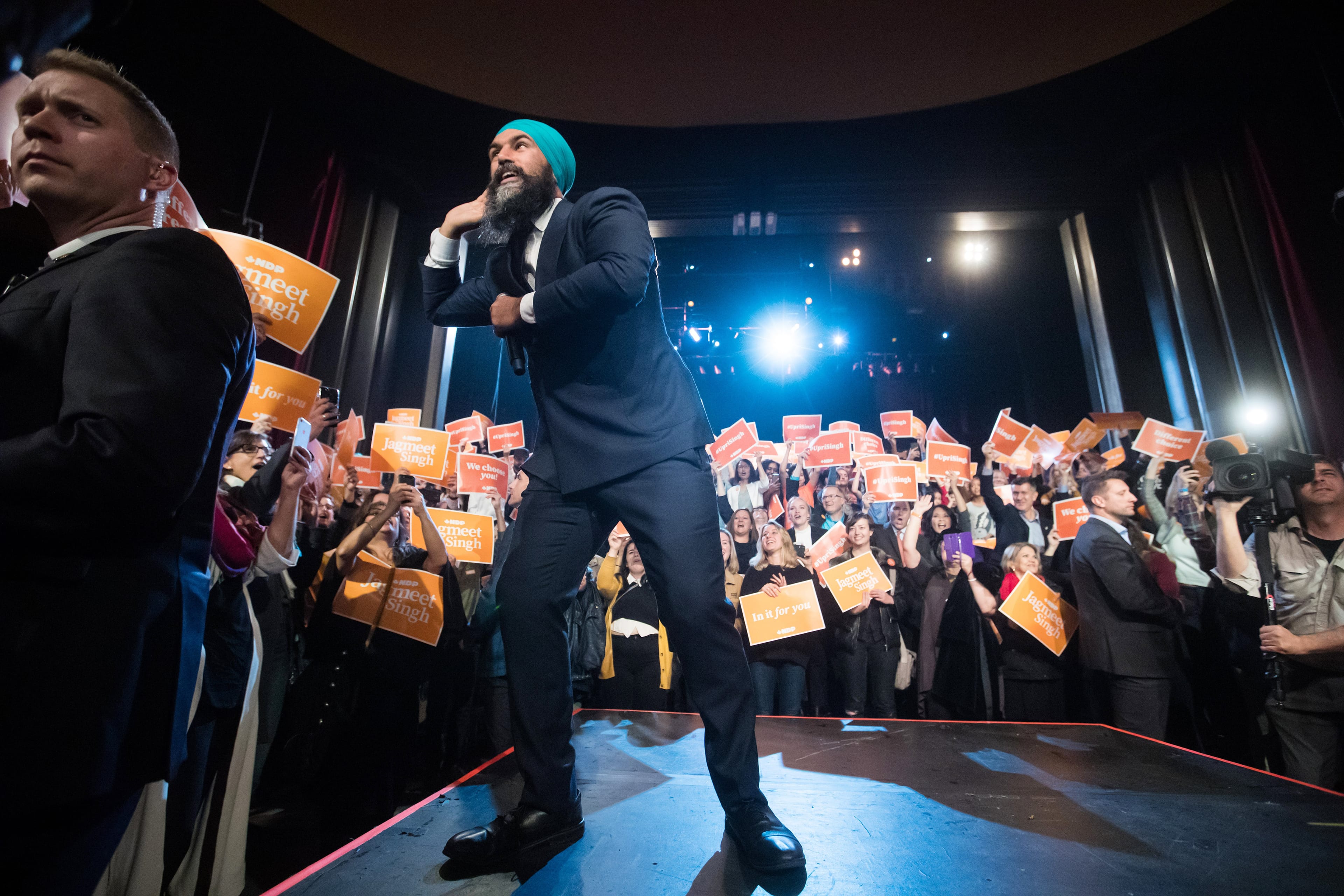 Jagmeet Singh attends a campaign rally in Vancouver on Oct. 19, 2019 (Darryl Dyck/Bloomberg via Getty Images)