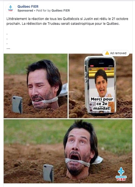 Ad from the group Quebec Fier (Image from Facebook)