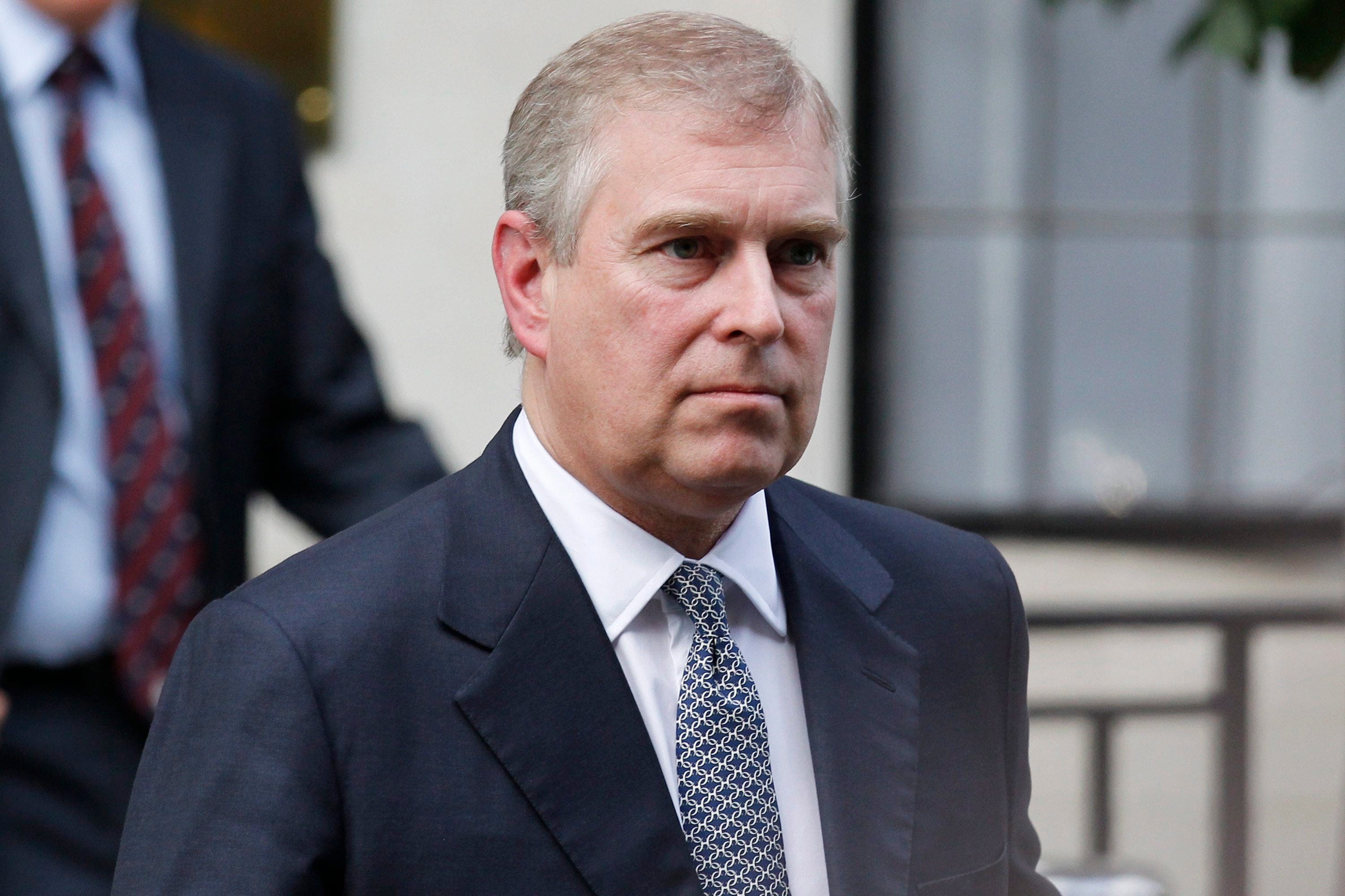 Prince Andrew leaves King Edward VII hospital in London after visiting his father Prince Philip (AP Photo/Sang Tan, File)